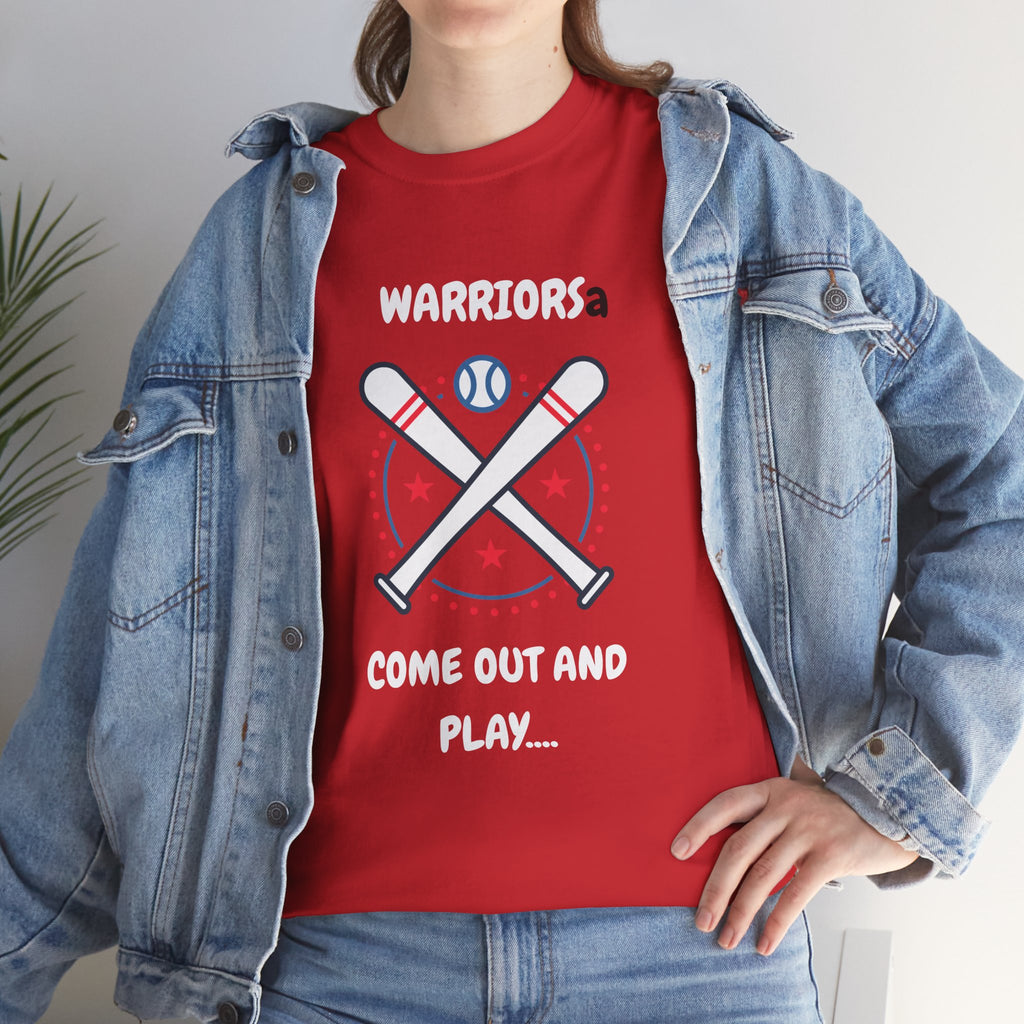 Warriors crossed baseball bats Come Out And Play T-Shirt | Baseball Team Tee