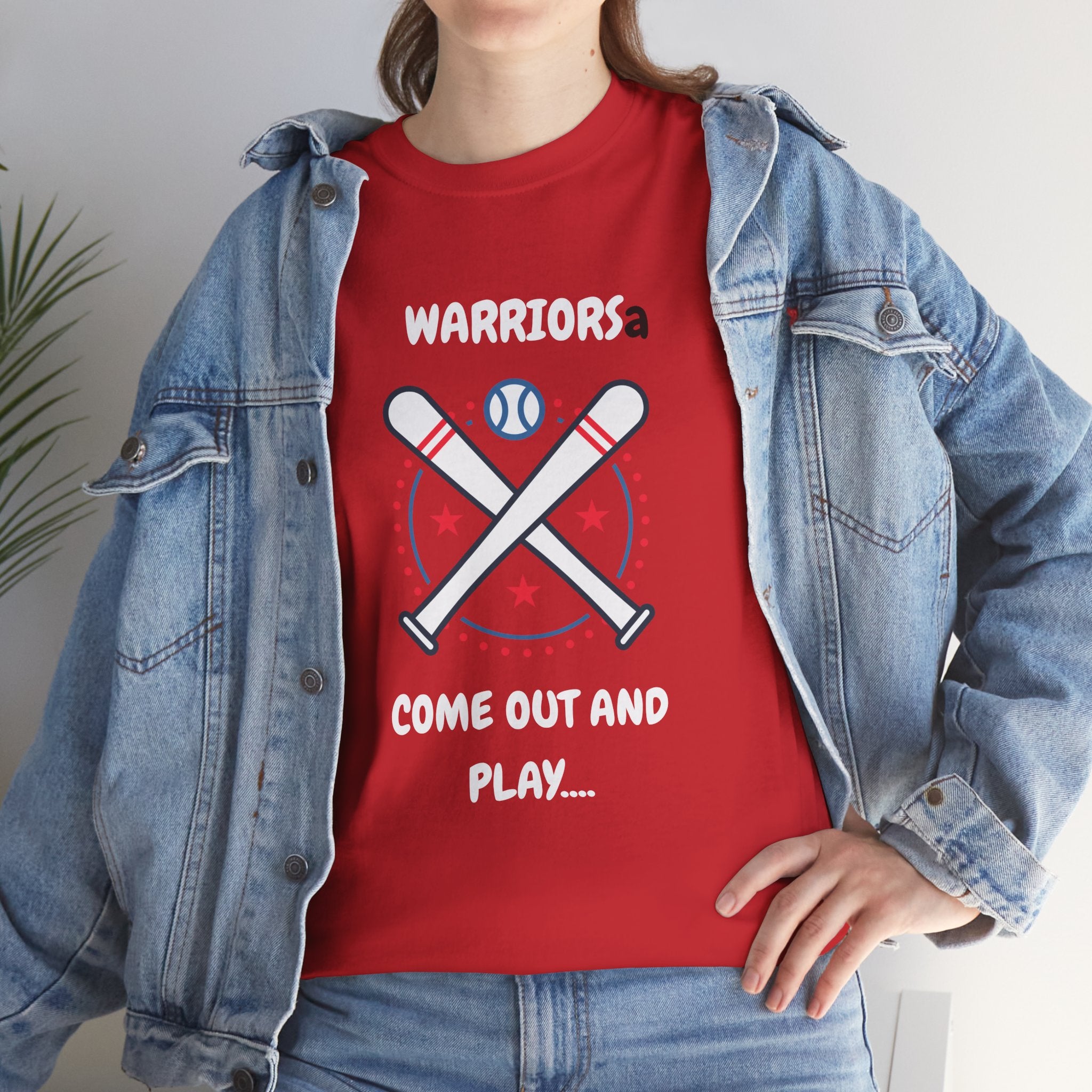 Warriors crossed baseball bats Come Out And Play T-Shirt | Baseball Team Tee