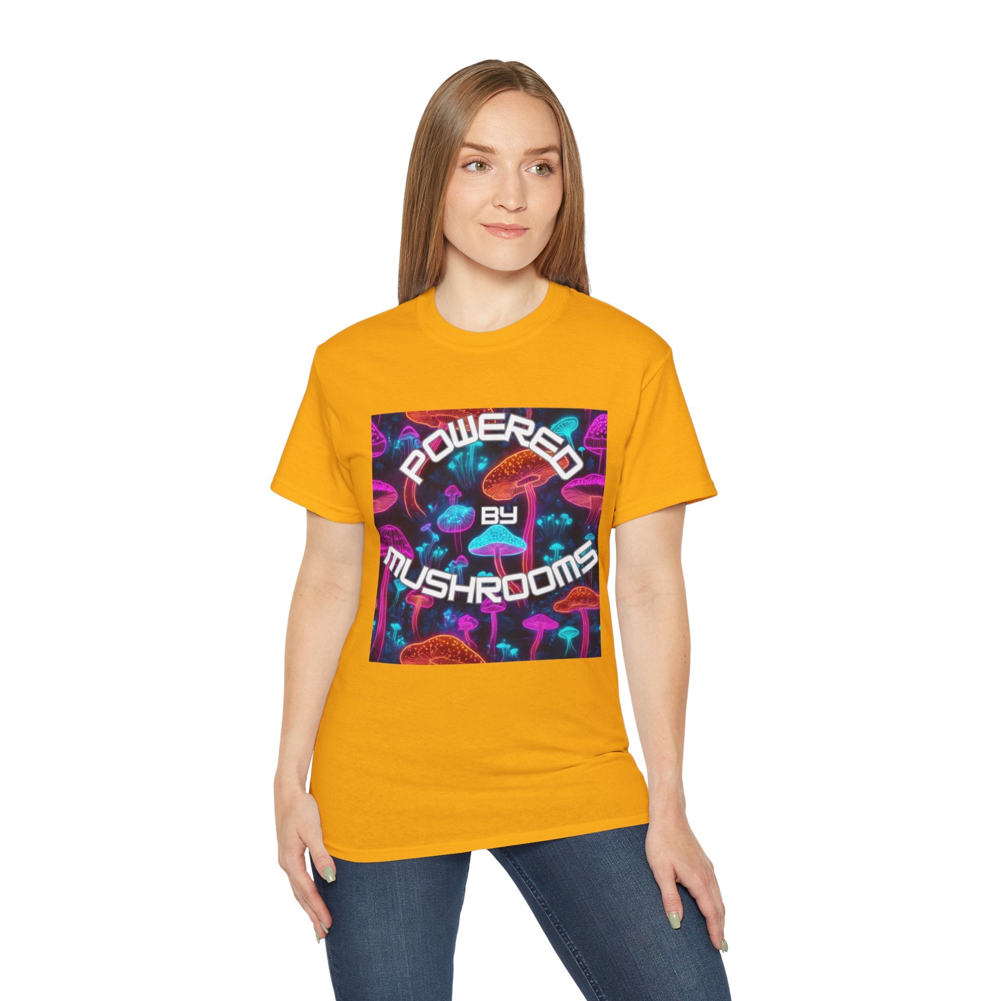 Powered by Mushrooms Funky Unisex Graphic Shirt