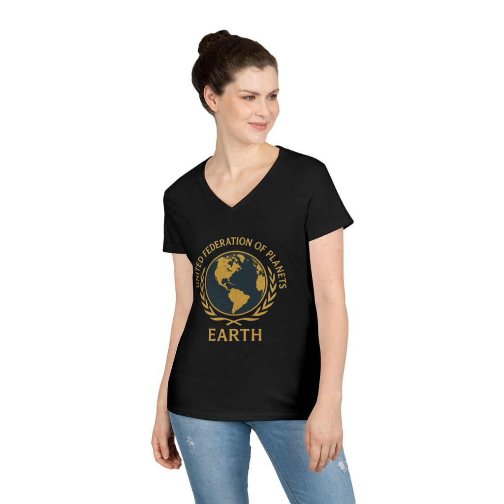 United Federation of Planets Earth Graphic V-Neck T-Shirt