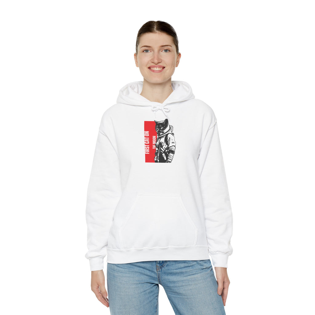 First Cat on the Moon Buzz Pawldrin Astronaut Graphic Unisex Hoodie,