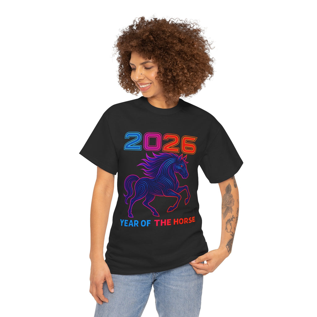 2026 Year of the Horse T-Shirt | Neon Stallion Graphic Tee