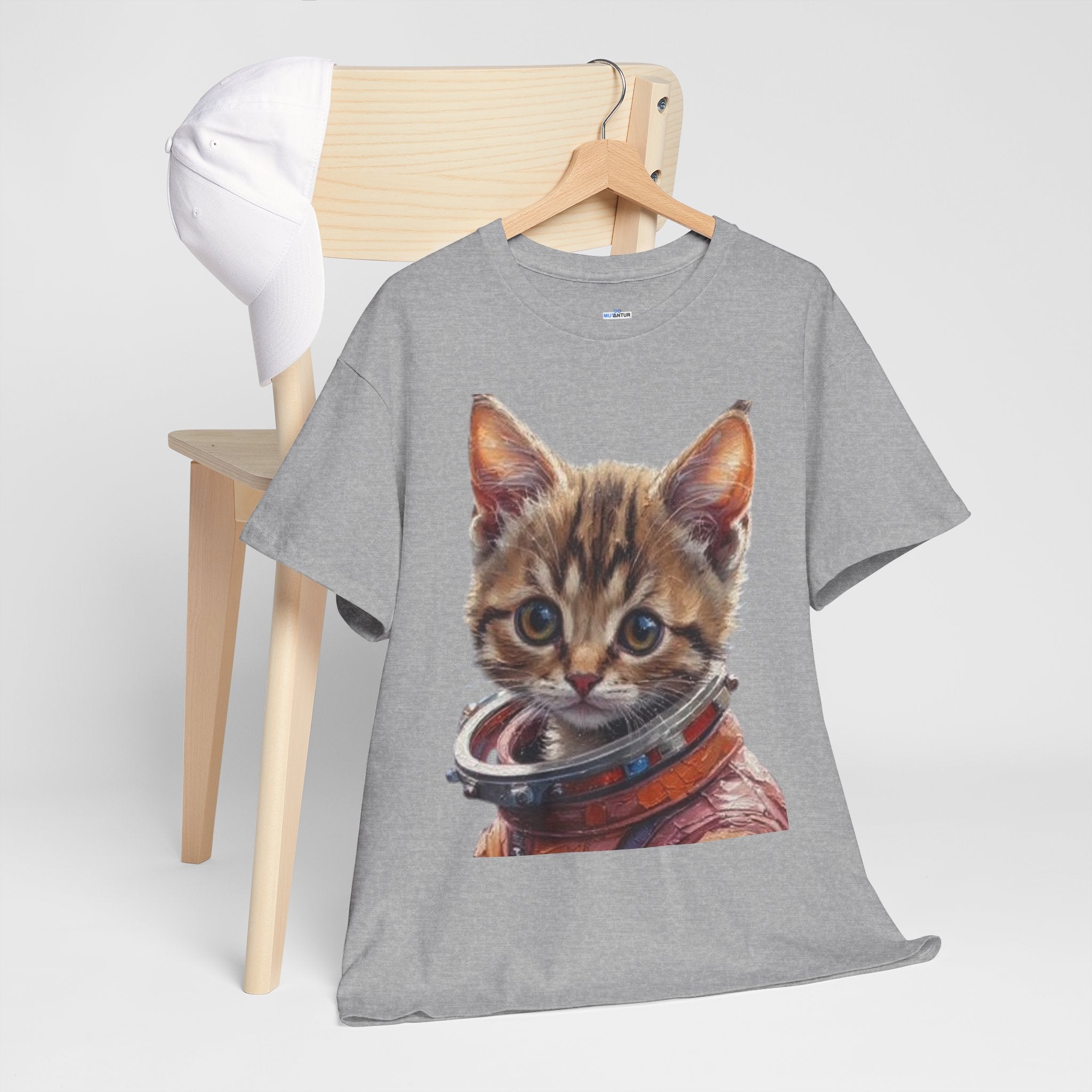 Astronaut Kitty Unisex Heavy Cotton Tee, Cute Cat Shirt, Animal lover gift, Space themed apparel, Funny cat t-shirt, Unique cat design