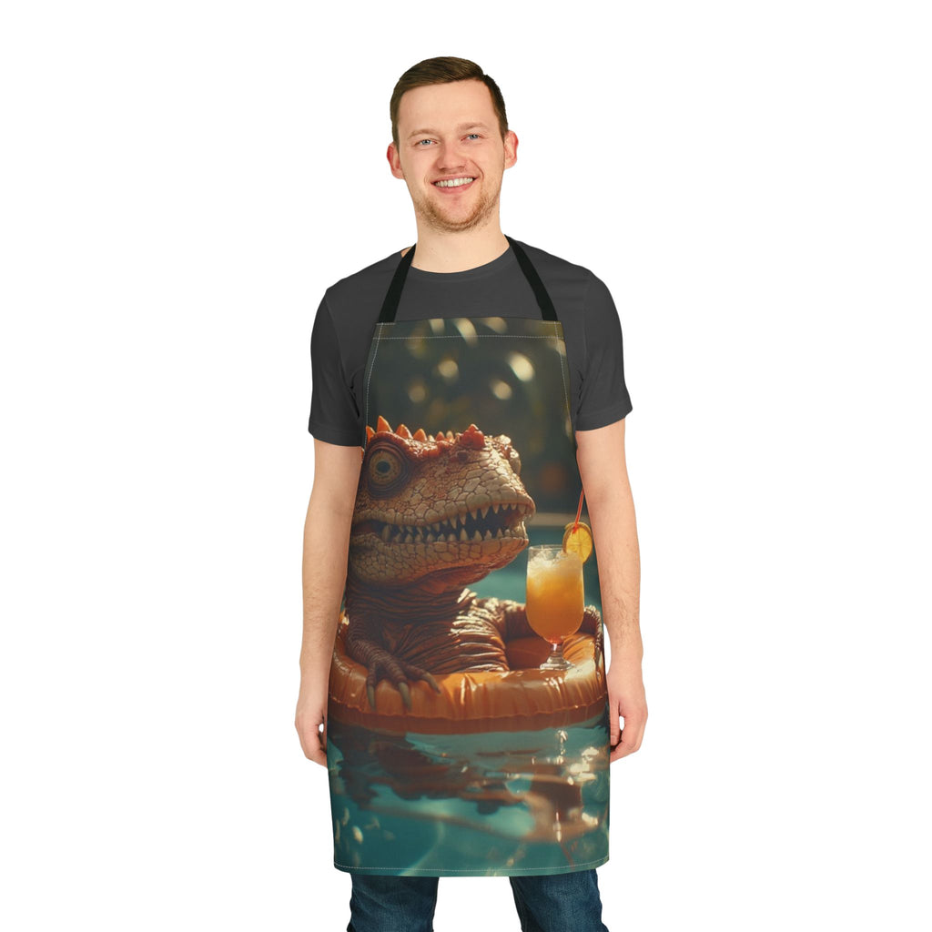 Apron with Colada Rex in a Pool Float with Drink