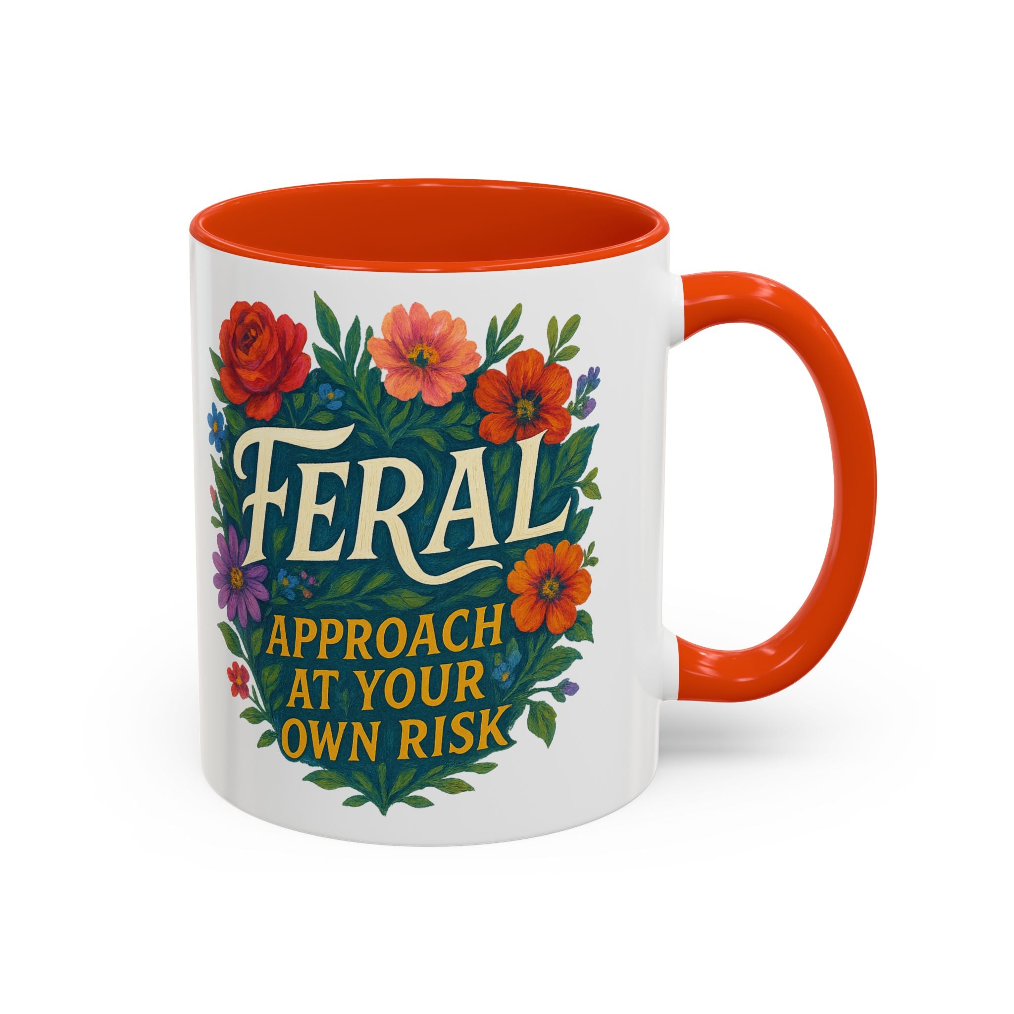 Feral Approach at Your Own Risk Mug | Floral Illustration, Ceramic Coffee Cup