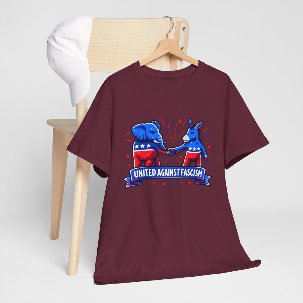 United Against Fascism Democratic Donkey and Republican Elephant T-Shirt