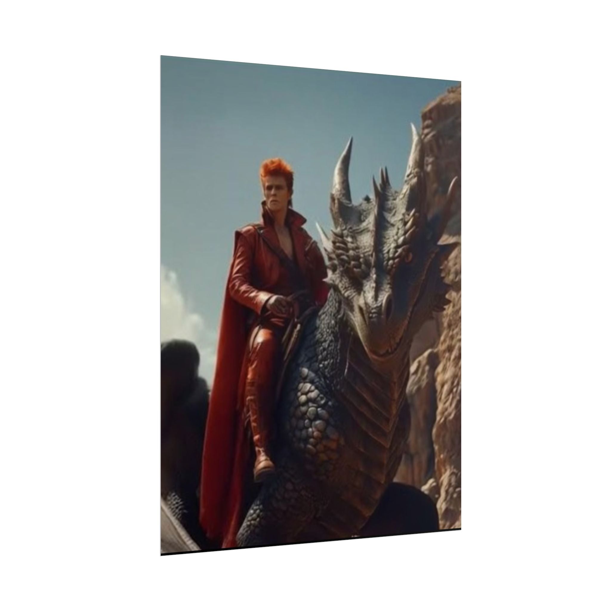 Fantasy Bowie Wall Art, Dragon Rider Poster, Home Decor, Gift for Fantasy Lovers, Bedroom Wall Decor, Unique Artwork