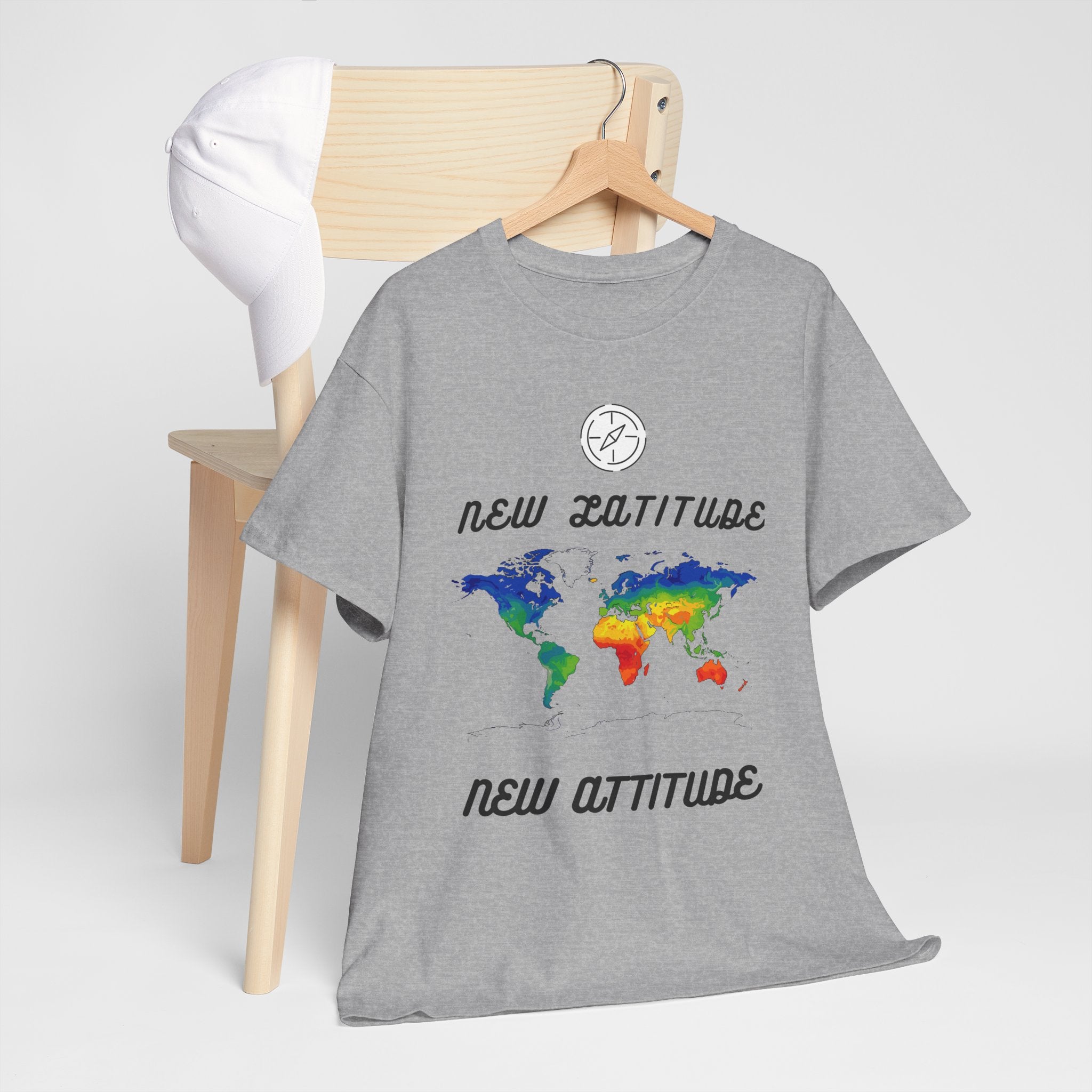 New Latitude New Attitude world map T-Shirt | rainbow map graphic