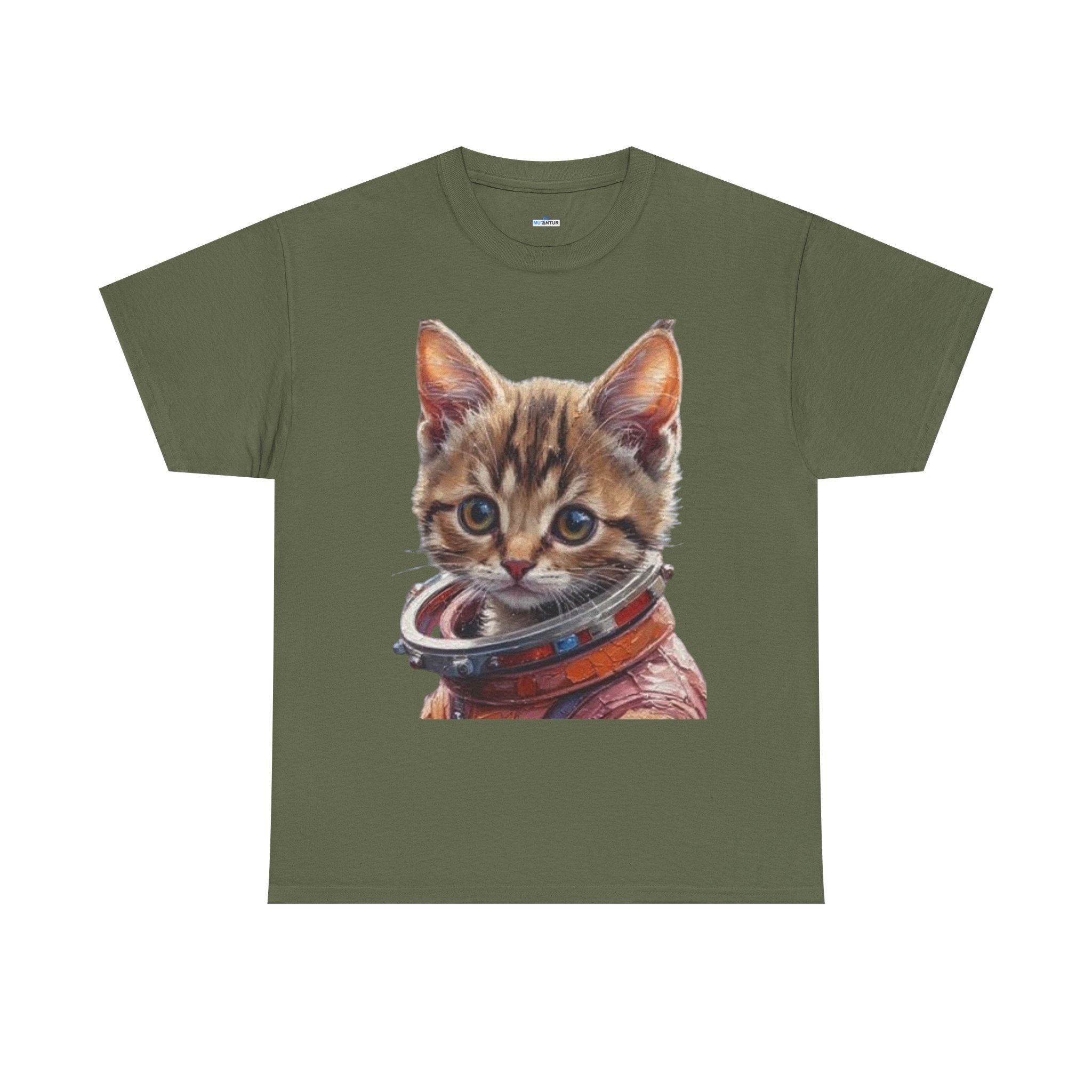 Astronaut Kitty Unisex Heavy Cotton Tee, Cute Cat Shirt, Animal lover gift, Space themed apparel, Funny cat t-shirt, Unique cat design