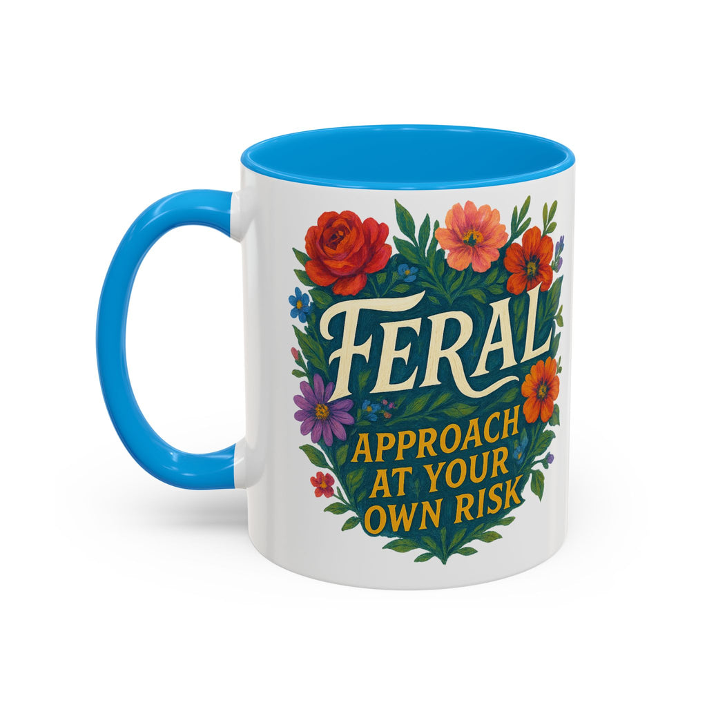 Feral Approach at Your Own Risk Mug | Floral Illustration, Ceramic Coffee Cup