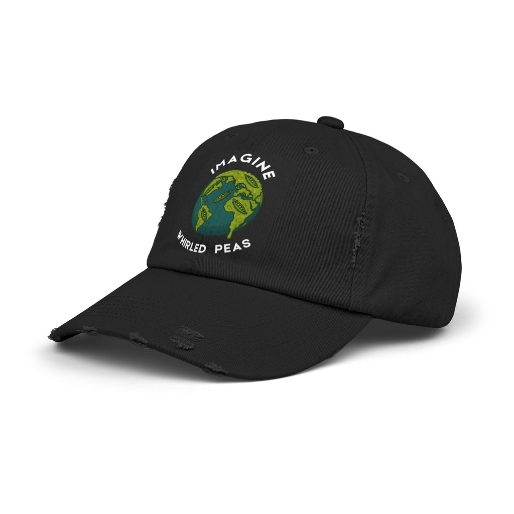 Imagine Whirled Peas Distressed Cap – World Peace Pun Hat