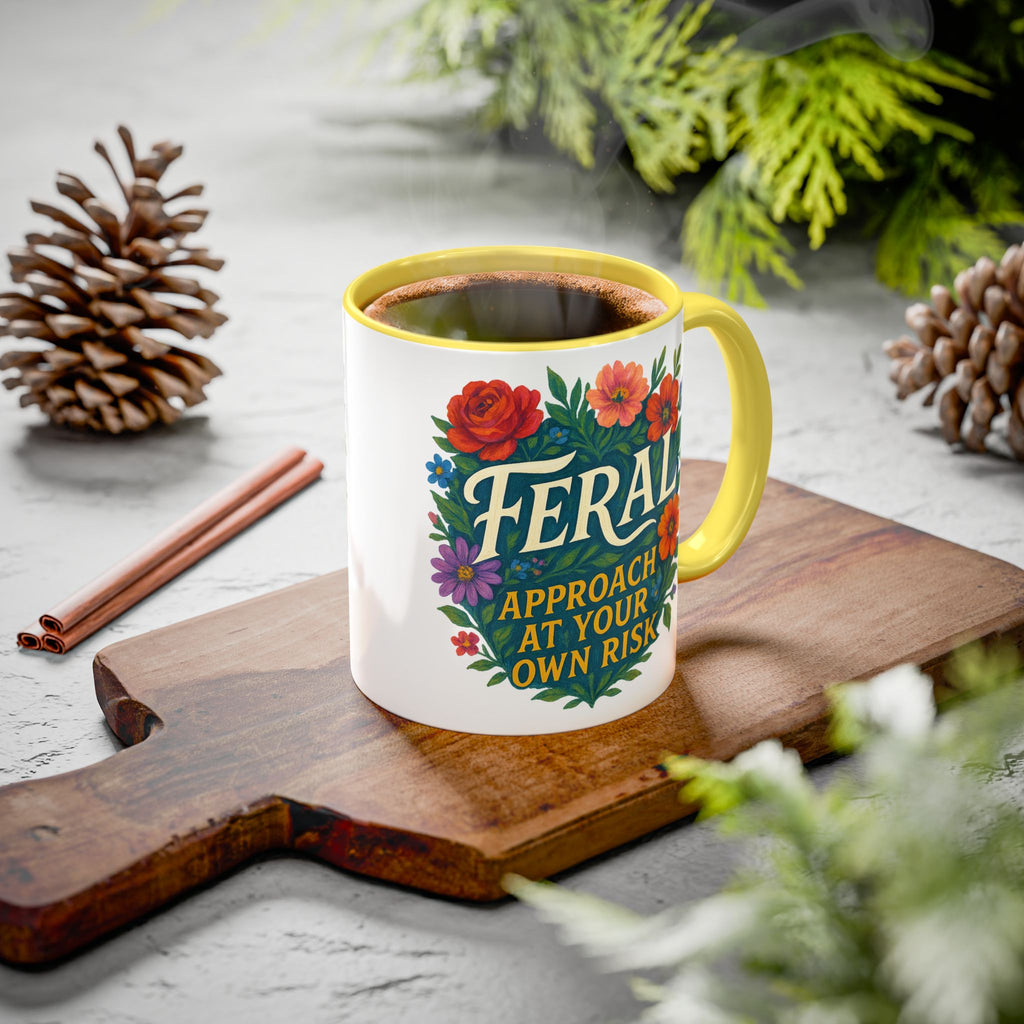 Feral Approach at Your Own Risk Mug | Floral Illustration, Ceramic Coffee Cup