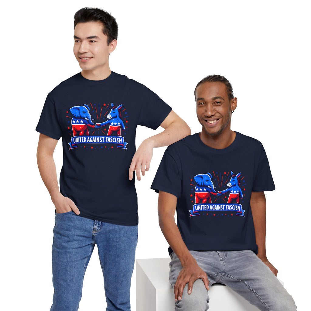 United Against Fascism Democratic Donkey and Republican Elephant T-Shirt