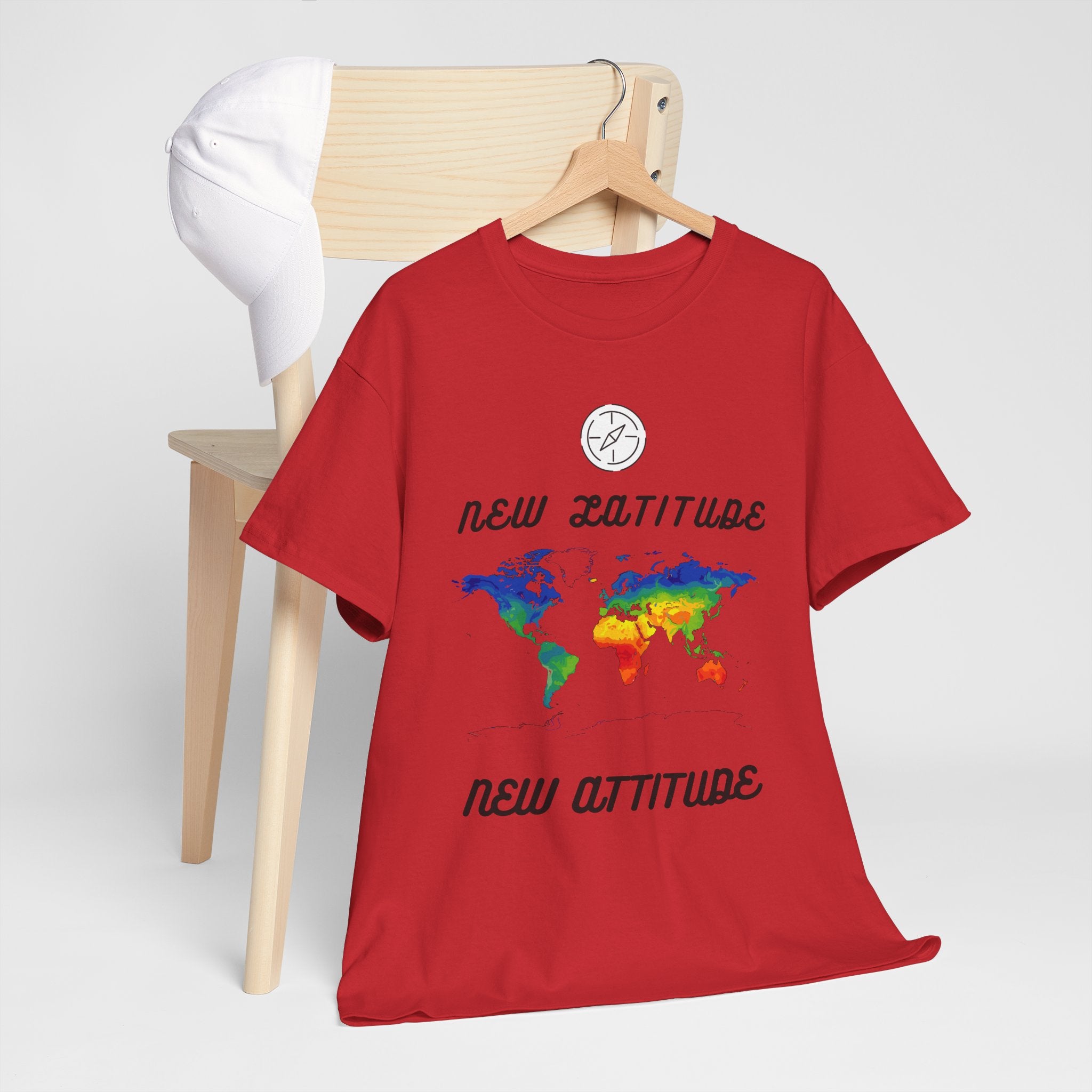 New Latitude New Attitude world map T-Shirt | rainbow map graphic