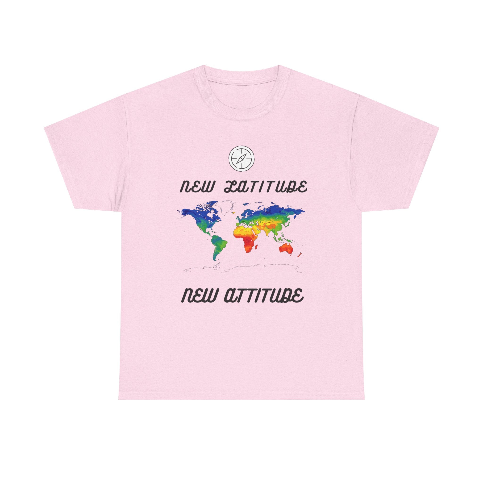 New Latitude New Attitude world map T-Shirt | rainbow map graphic