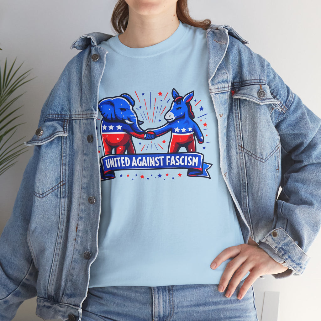 United Against Fascism Democratic Donkey and Republican Elephant T-Shirt