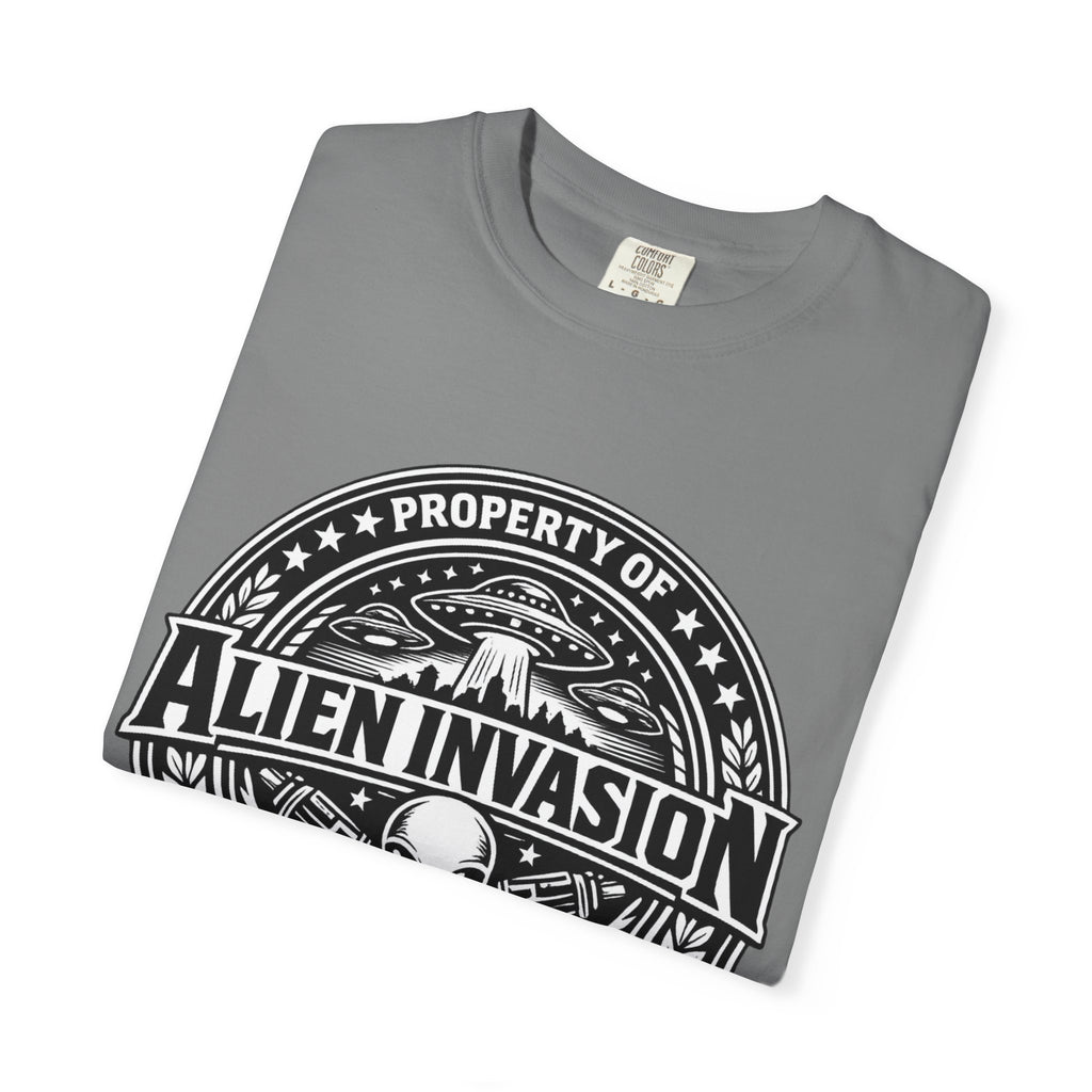 Alien Invasion Ground Crew T-Shirt | UFO Badge Graphic, Comfort Colors tee