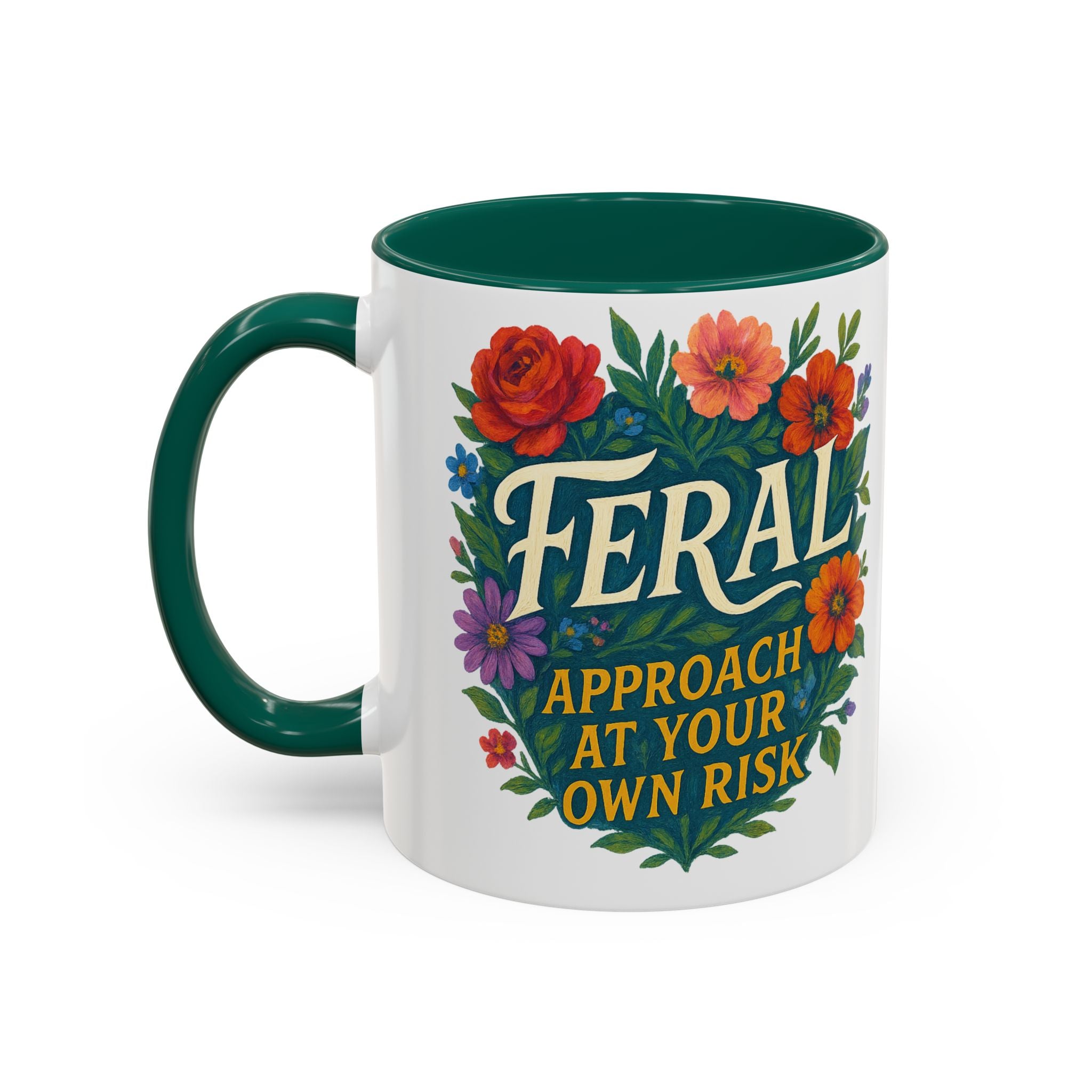 Feral Approach at Your Own Risk Mug | Floral Illustration, Ceramic Coffee Cup