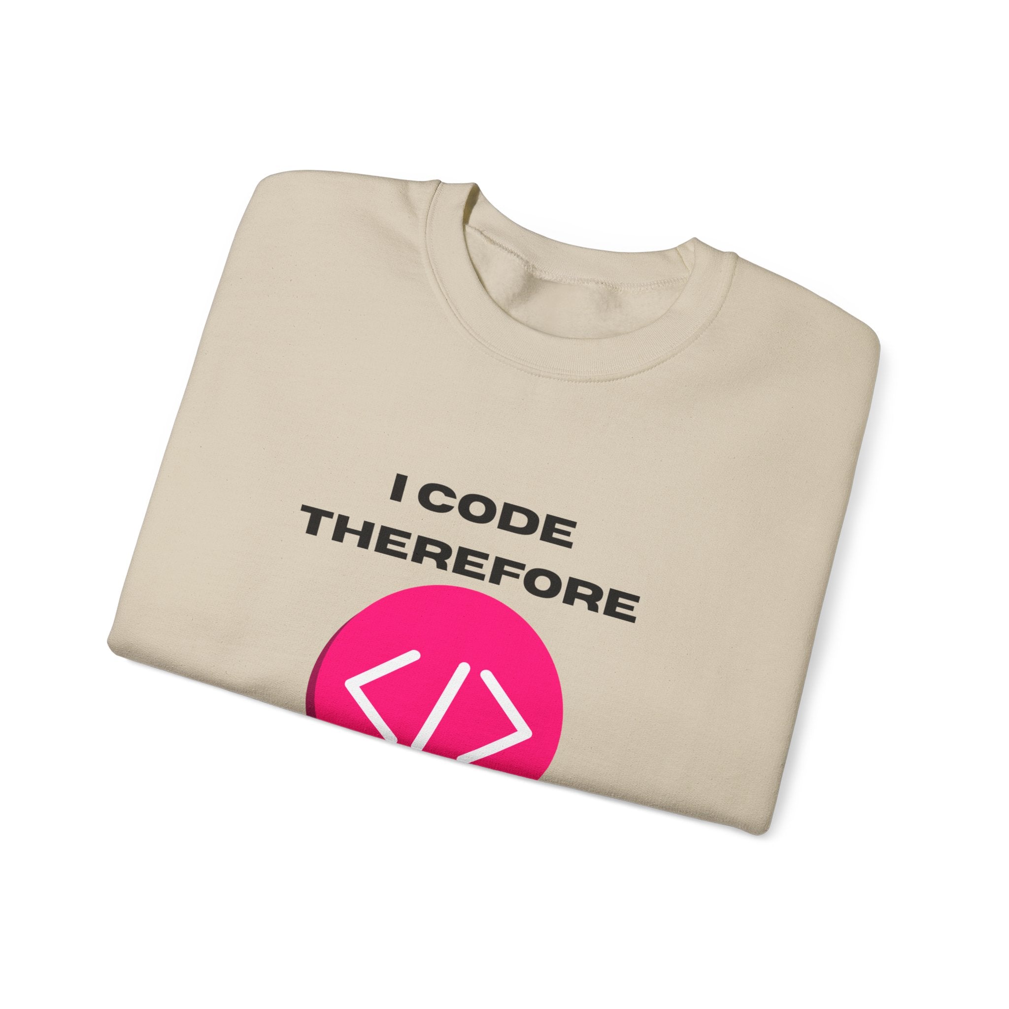 I Code Therefore I Am Crewneck Sweatshirt – Coding Humor Apparel