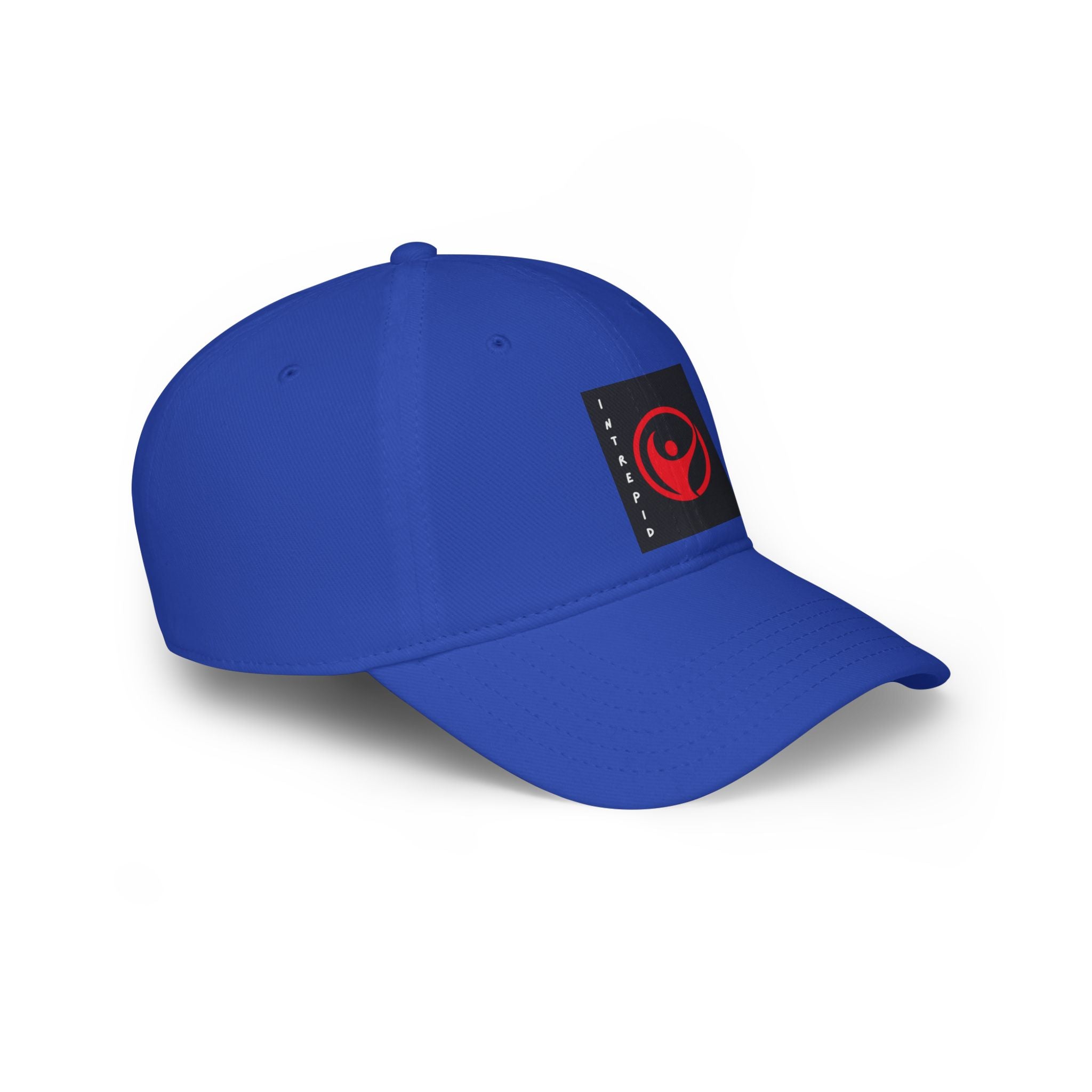 Intrepid Red Circular Logo Baseball Cap | Minimal Emblem, Black Square Patch