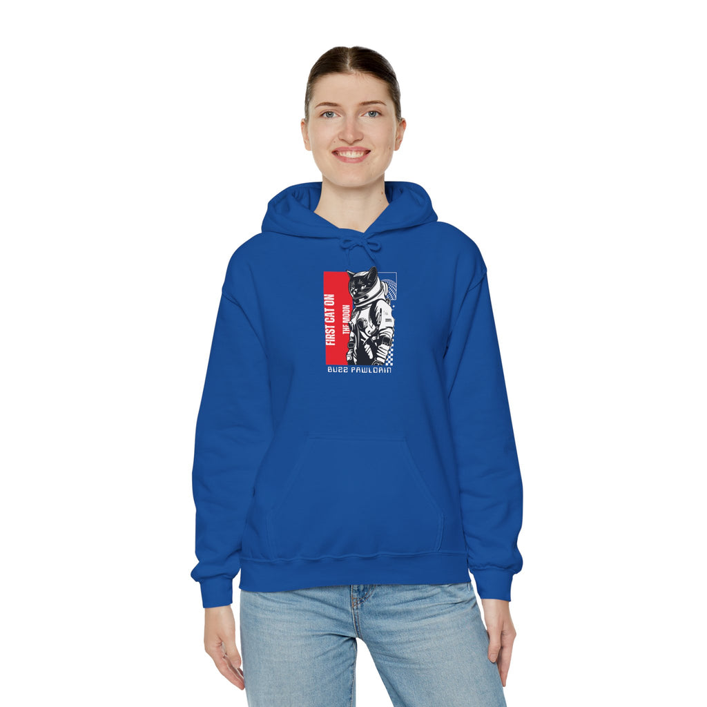First Cat on the Moon Buzz Pawldrin Astronaut Graphic Unisex Hoodie,