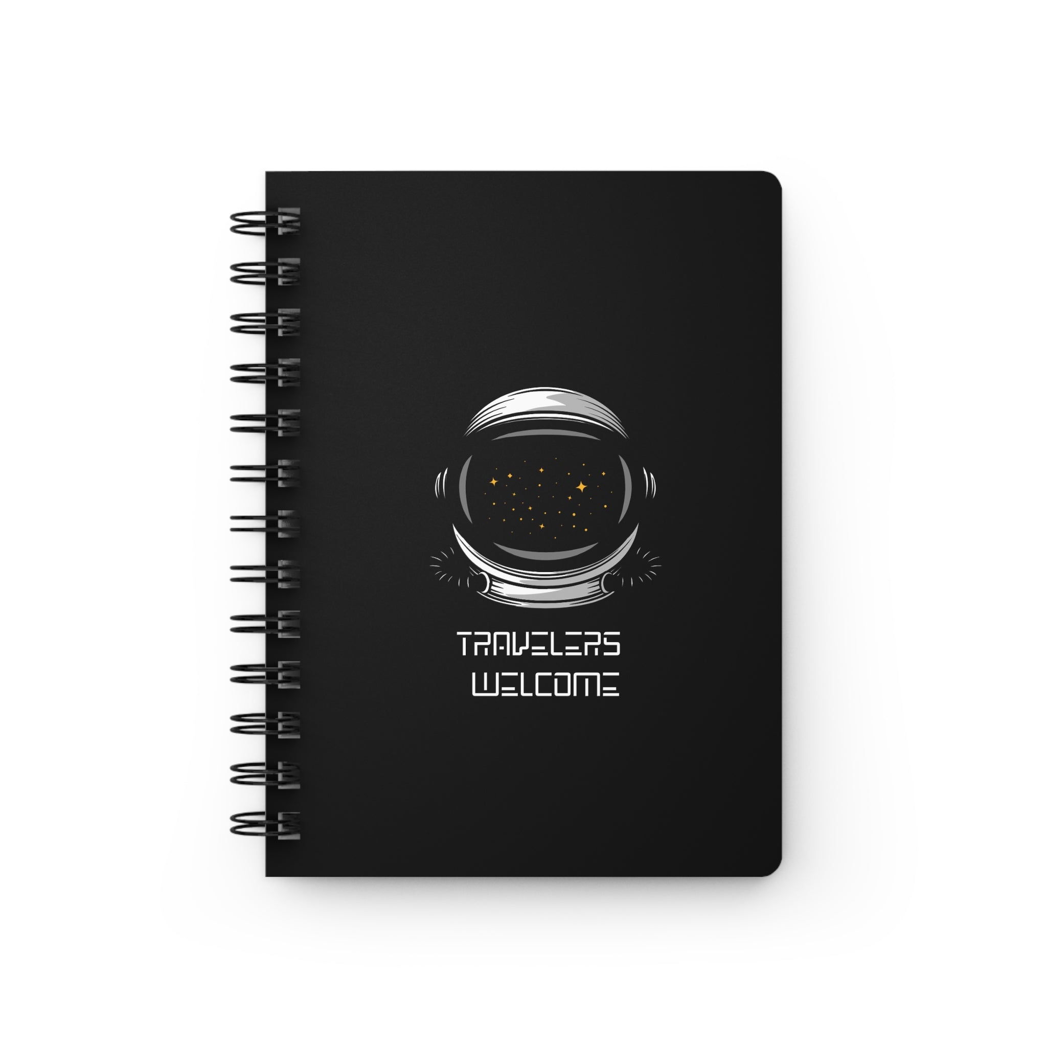 Travelers Welcome Astronaut-Themed lined Spiral Bound Journal