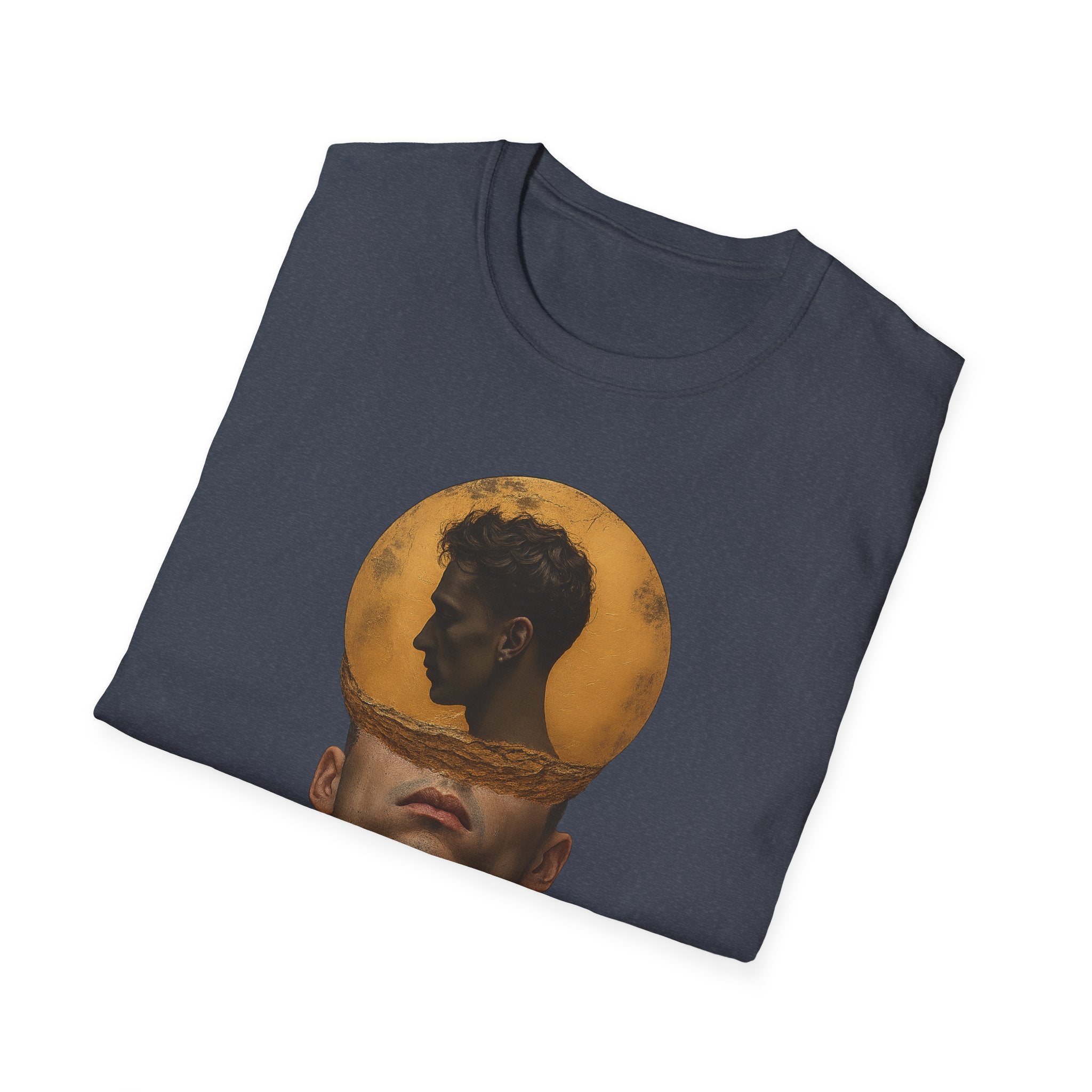 Surreal Double Portrait T-Shirt | Abstract Head Silhouette, Moon Circle