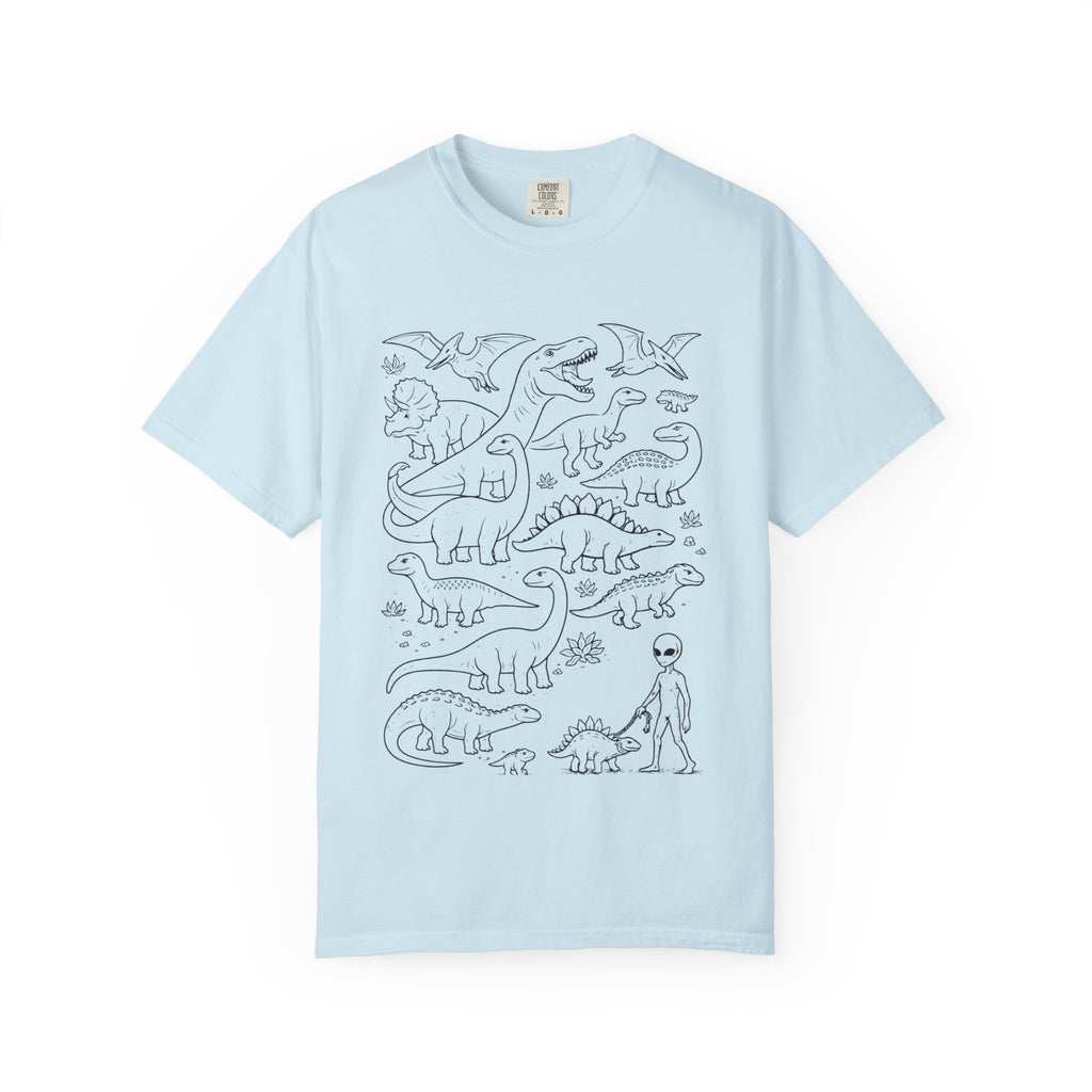 Dinosaur Doodle Tee — Alien & Dino Line Art T-Shirt