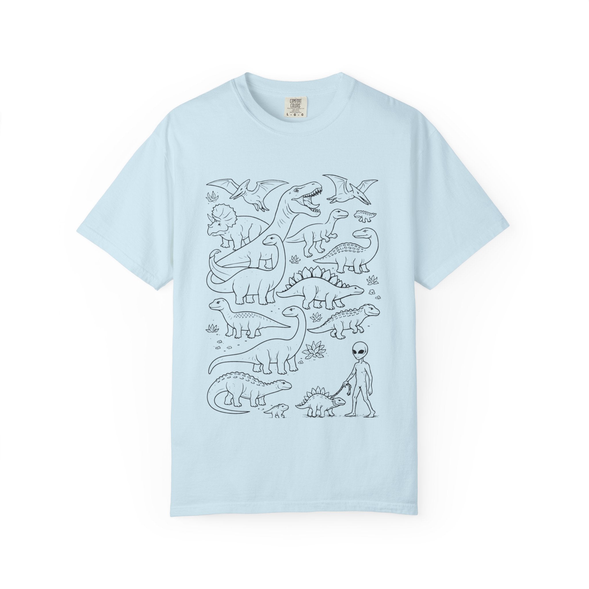 Dinosaur Doodle Tee — Alien & Dino Line Art T-Shirt