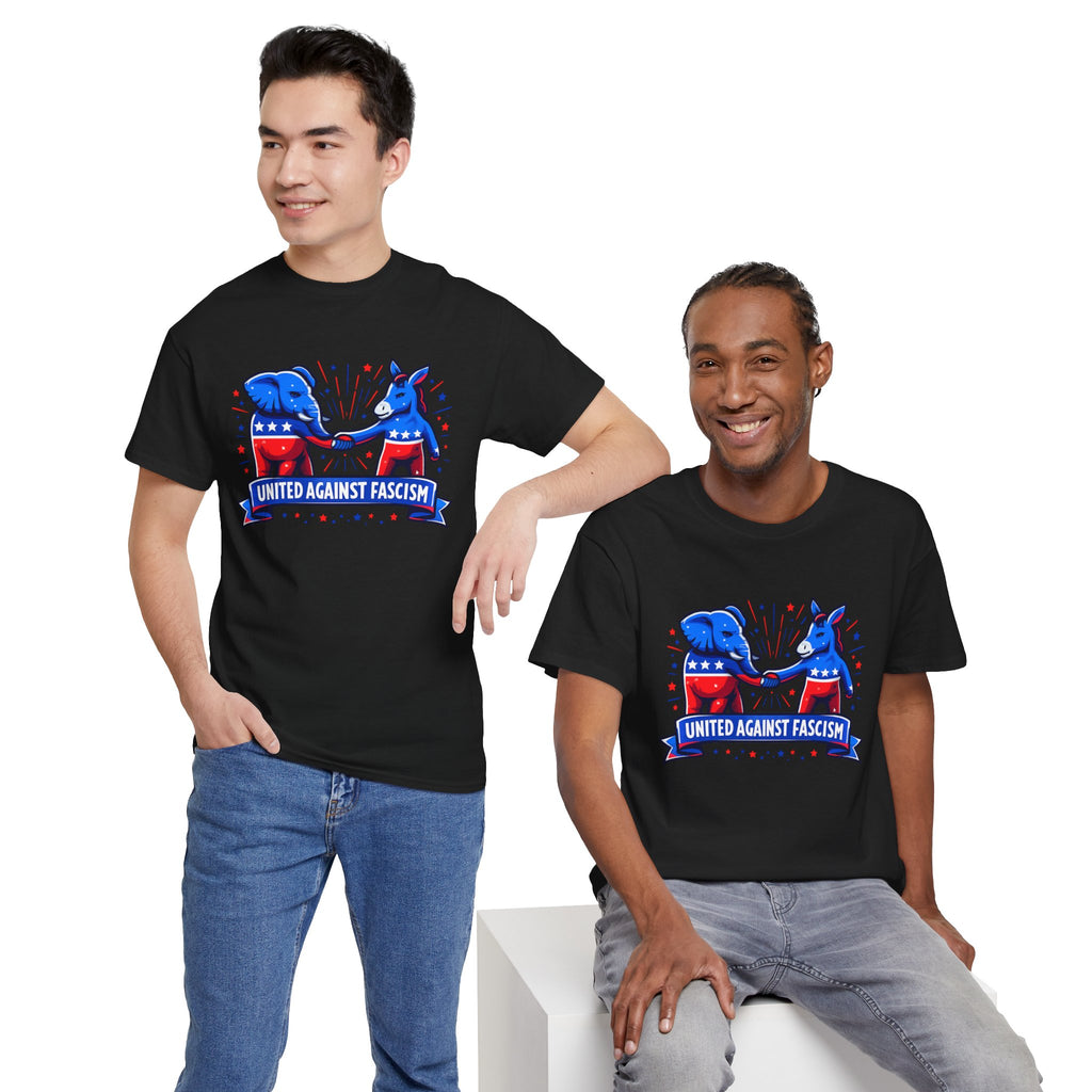 United Against Fascism Democratic Donkey and Republican Elephant T-Shirt