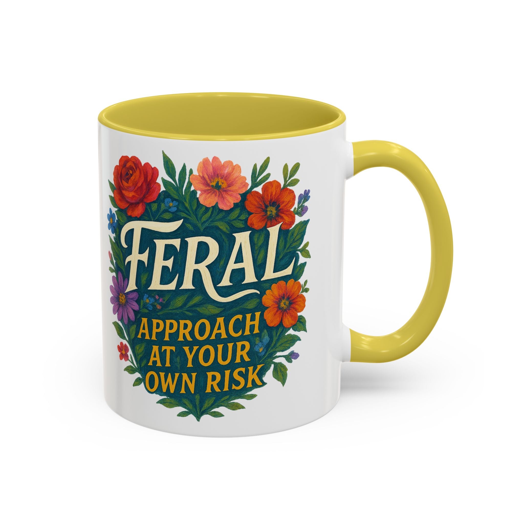 Feral Approach at Your Own Risk Mug | Floral Illustration, Ceramic Coffee Cup
