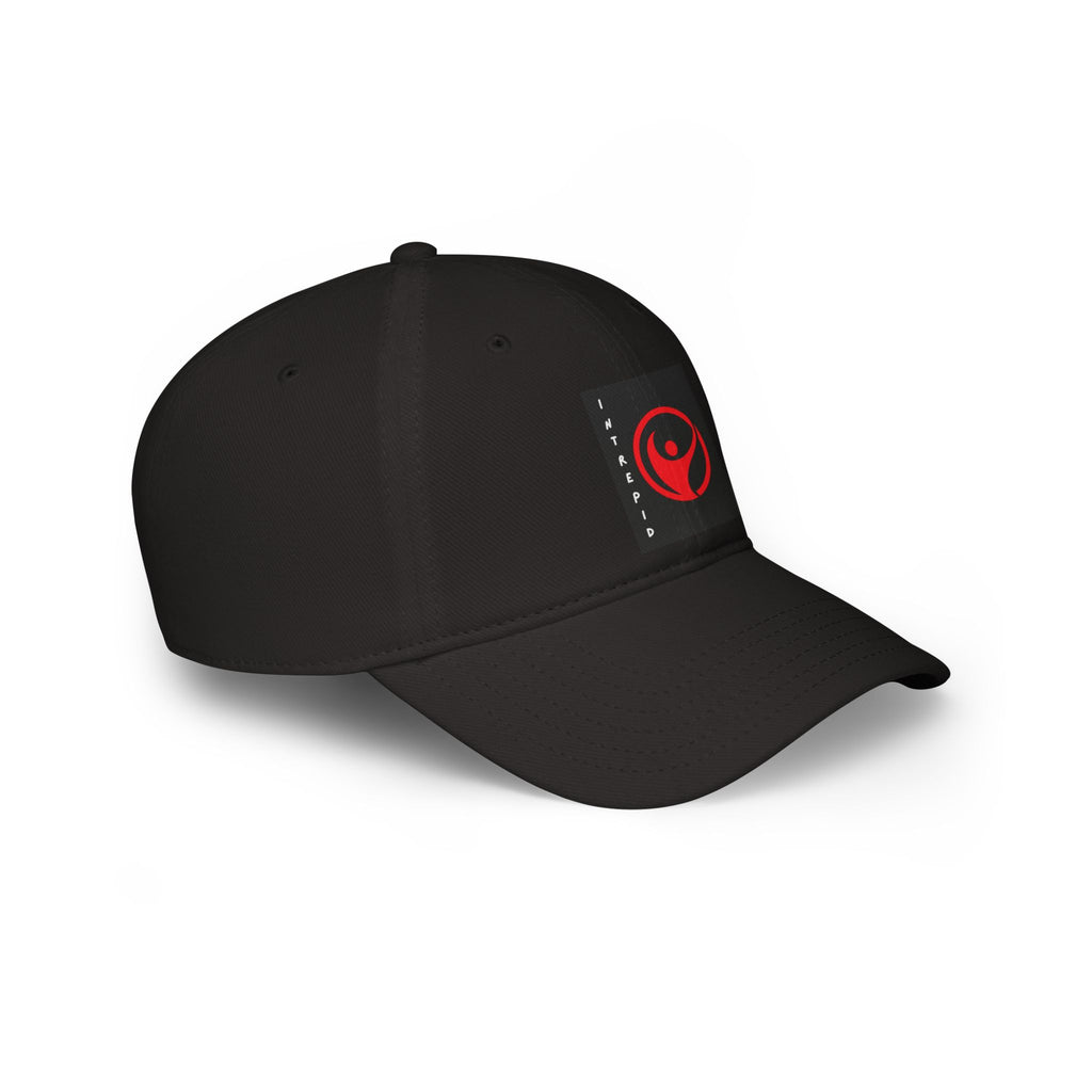 Intrepid Red Circular Logo Baseball Cap | Minimal Emblem, Black Square Patch