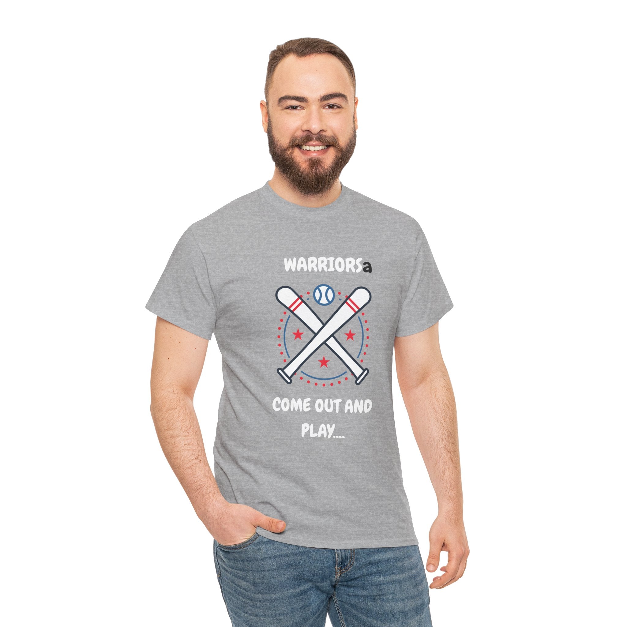 Warriors crossed baseball bats Come Out And Play T-Shirt | Baseball Team Tee