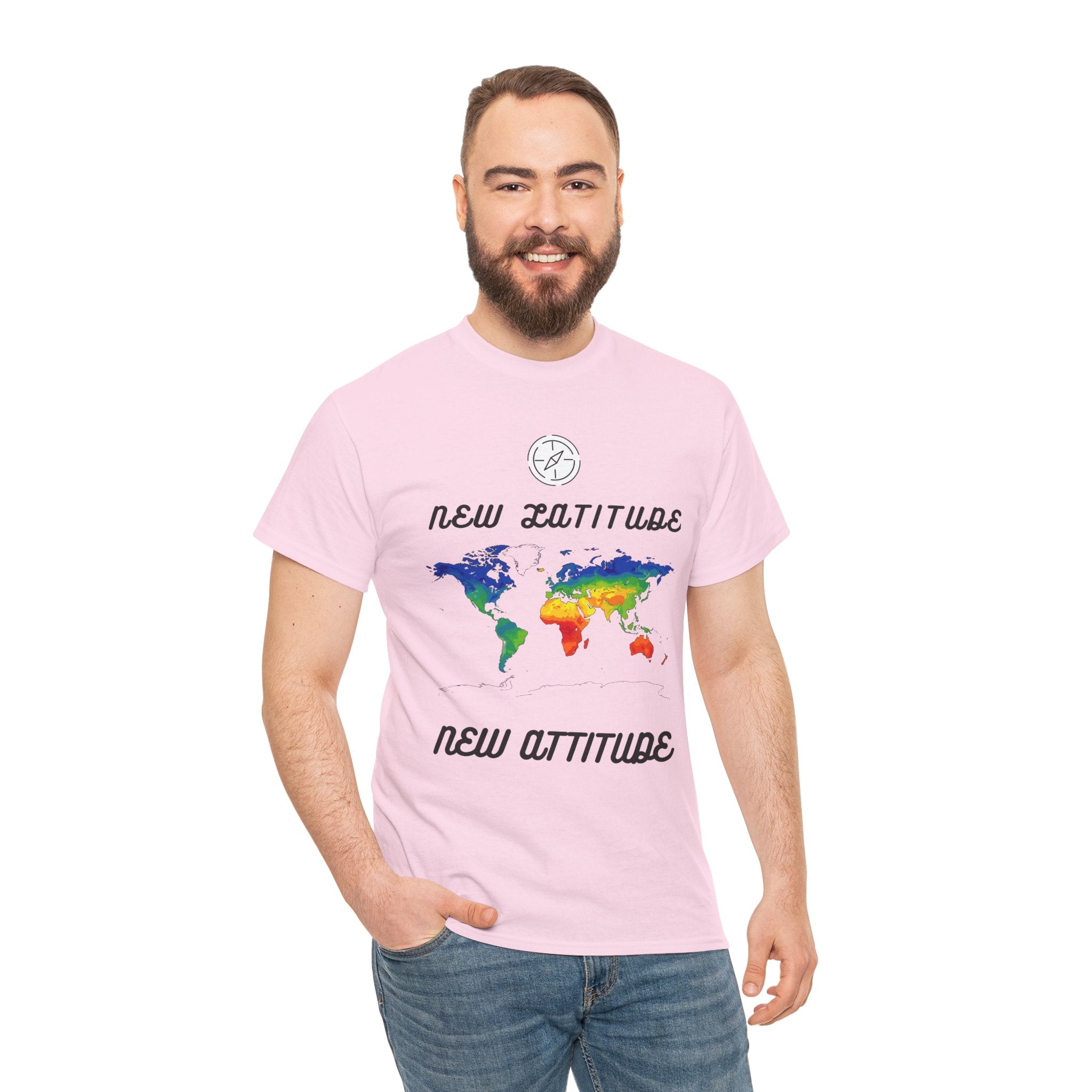 New Latitude New Attitude world map T-Shirt | rainbow map graphic