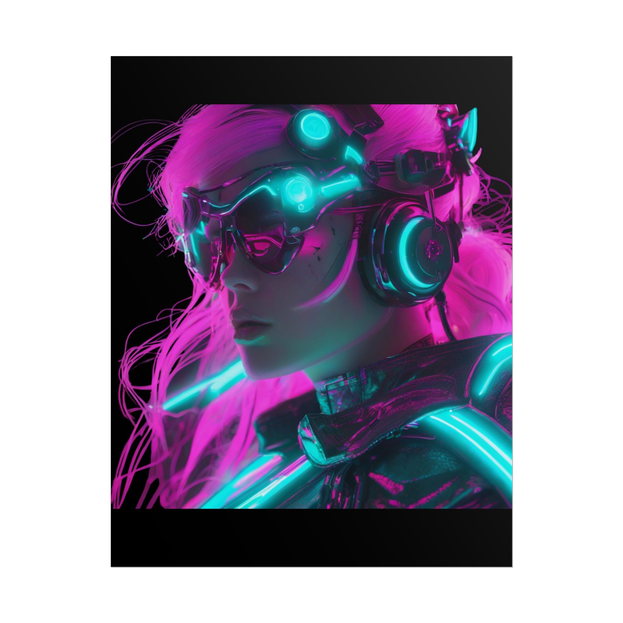 Cyberpunk Wall Art Print, Neon Anime Decor, Retro Futurism Poster, Unique Gift for Gamers, Modern Home Decor