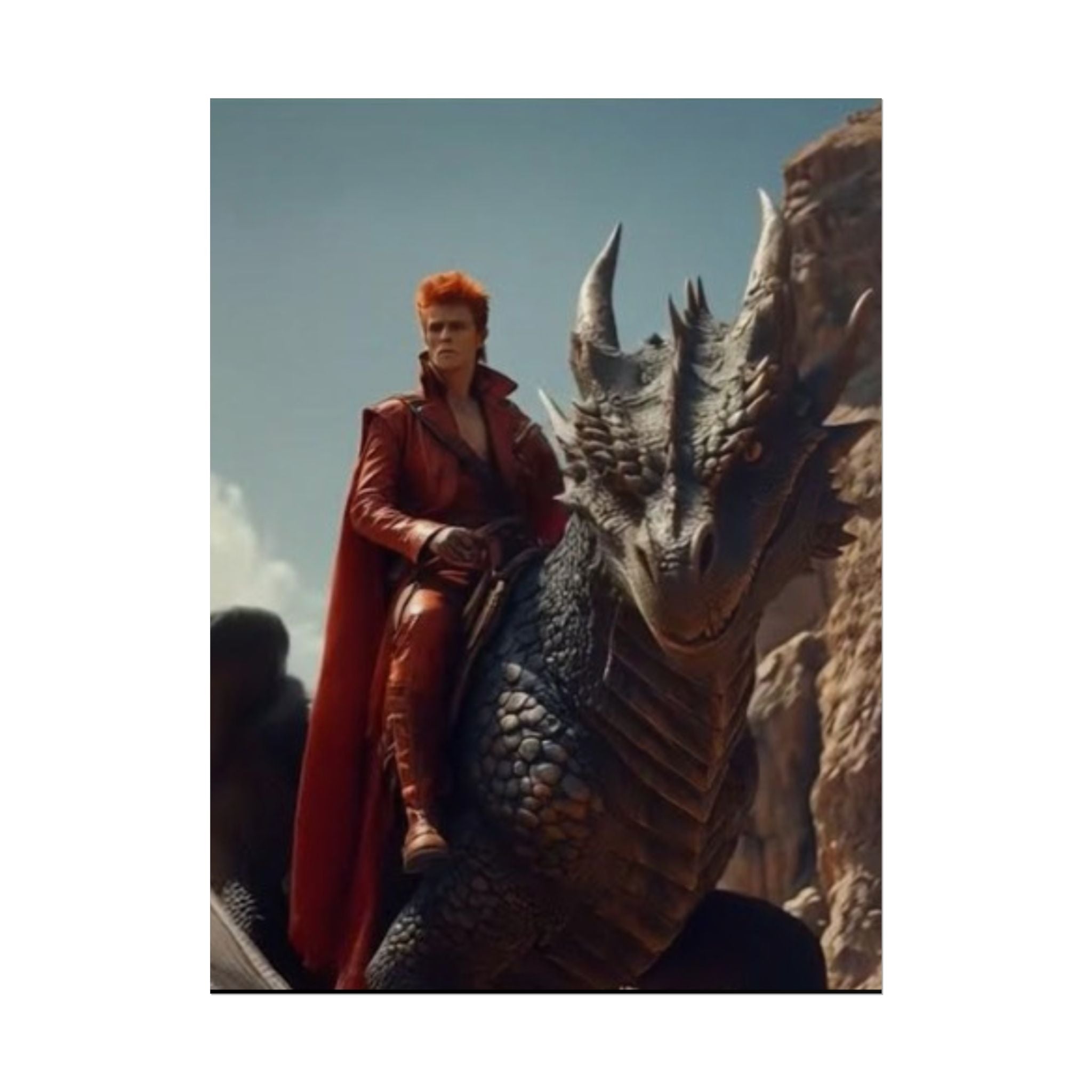 Fantasy Bowie Wall Art, Dragon Rider Poster, Home Decor, Gift for Fantasy Lovers, Bedroom Wall Decor, Unique Artwork