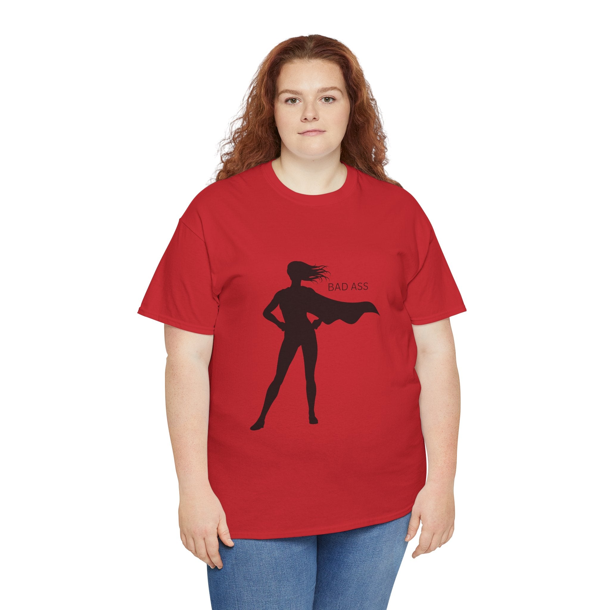 Bad Ass Superhero Silhouette Tee | Woman Cape Silhouette T-Shirt