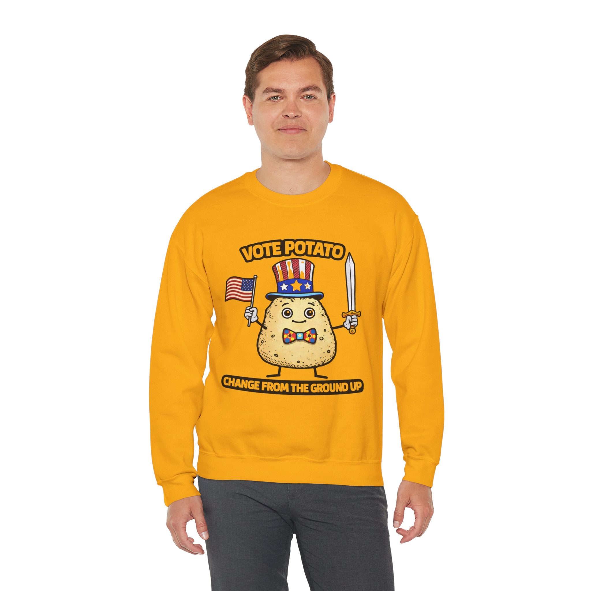 Vote Potato cartoon politician Crewneck Sweatshirt | Change From The Ground Up