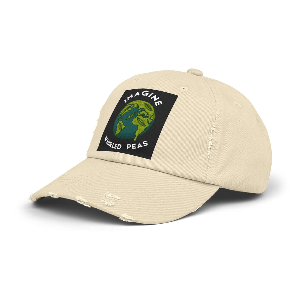 Imagine Whirled Peas Distressed Cap – World Peace Pun Hat