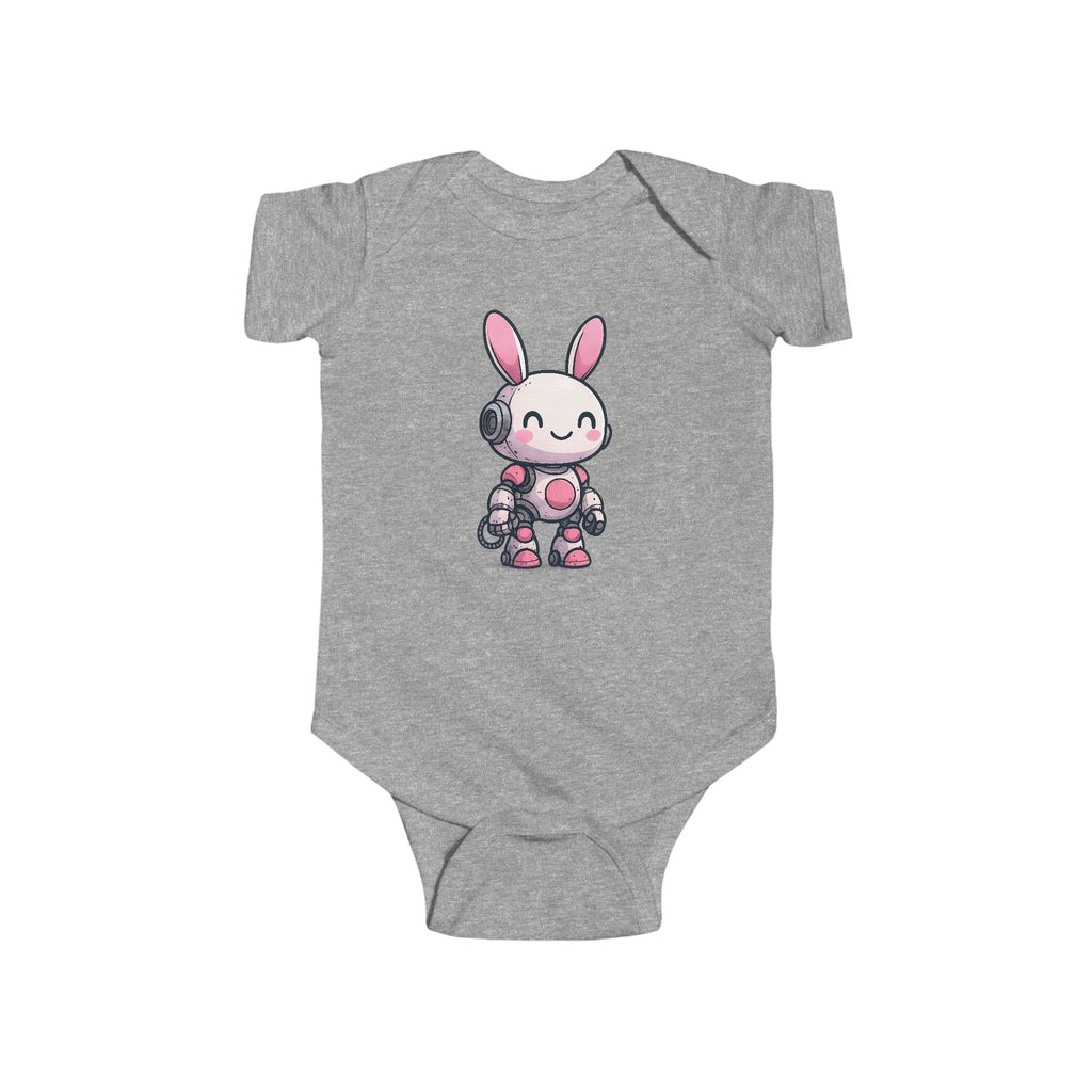 Happy Pink Robot Bunny Infant Bodysuit | Cute Bunny Robot Graphic