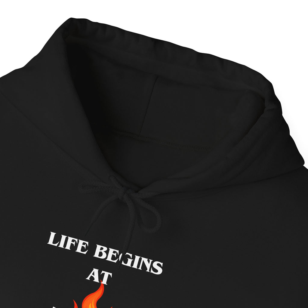 Life Begins at Fierce Hoodie | Flame Graphic Hoodie
