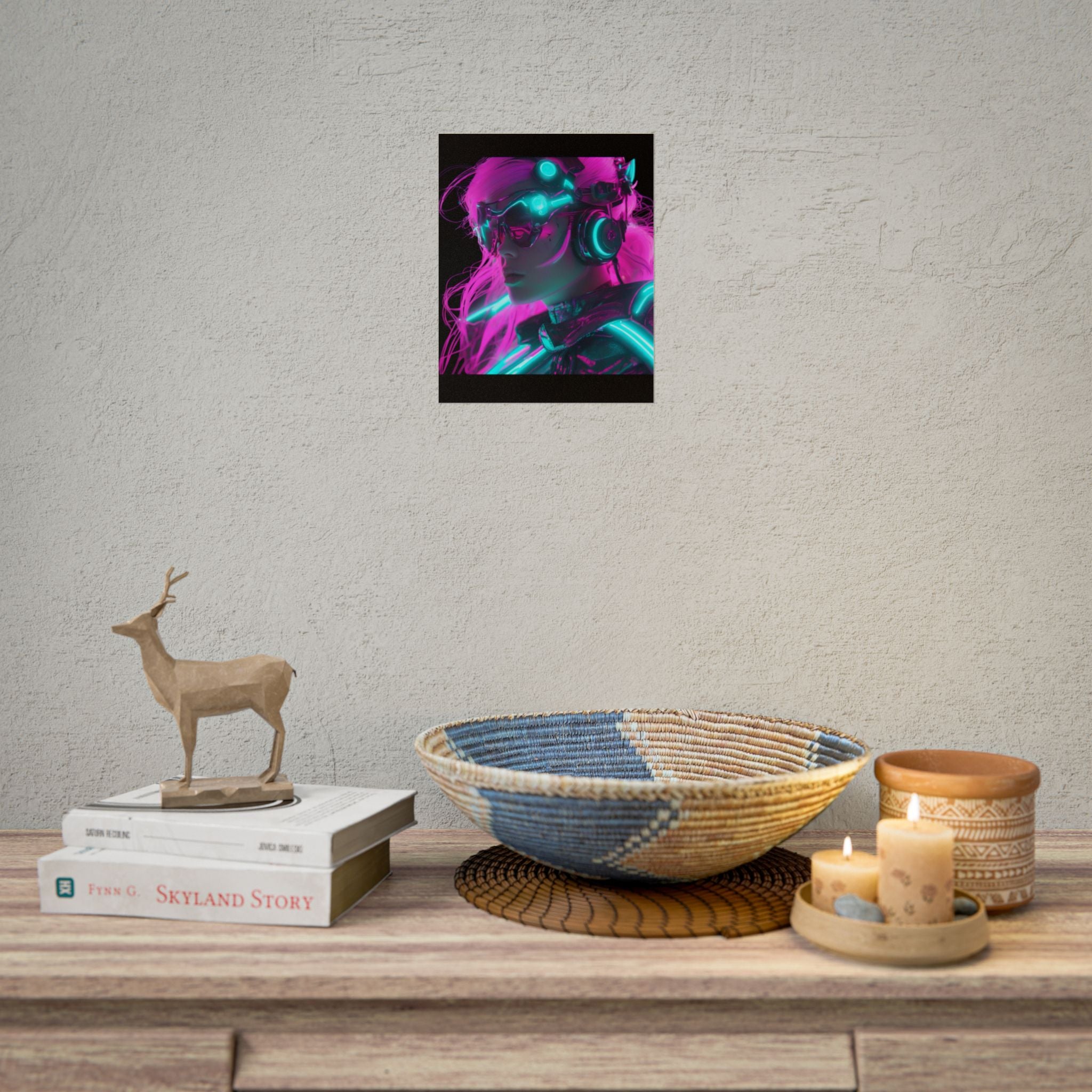 Cyberpunk Wall Art Print, Neon Anime Decor, Retro Futurism Poster, Unique Gift for Gamers, Modern Home Decor