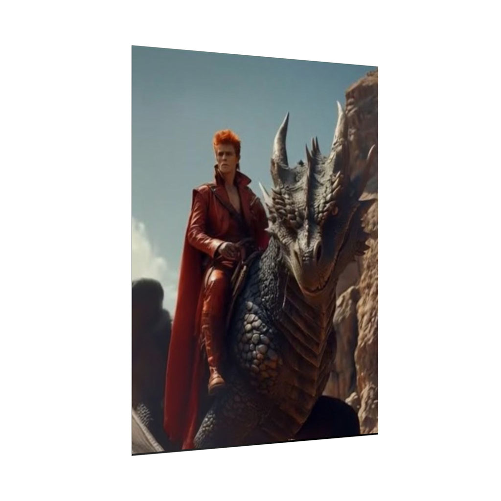 Fantasy Bowie Wall Art, Dragon Rider Poster, Home Decor, Gift for Fantasy Lovers, Bedroom Wall Decor, Unique Artwork
