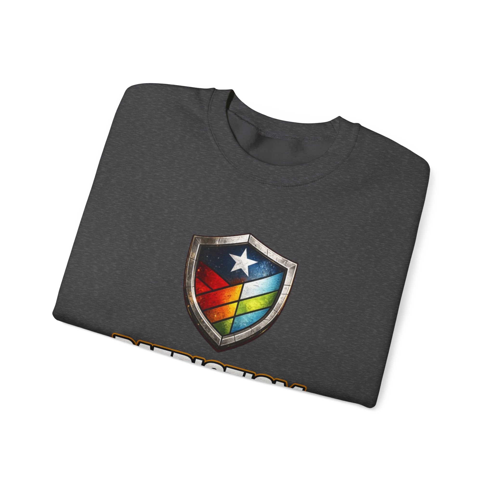 Patriotism Means Protecting Everyone Sweatshirt | Rainbow Shield Flag Design
