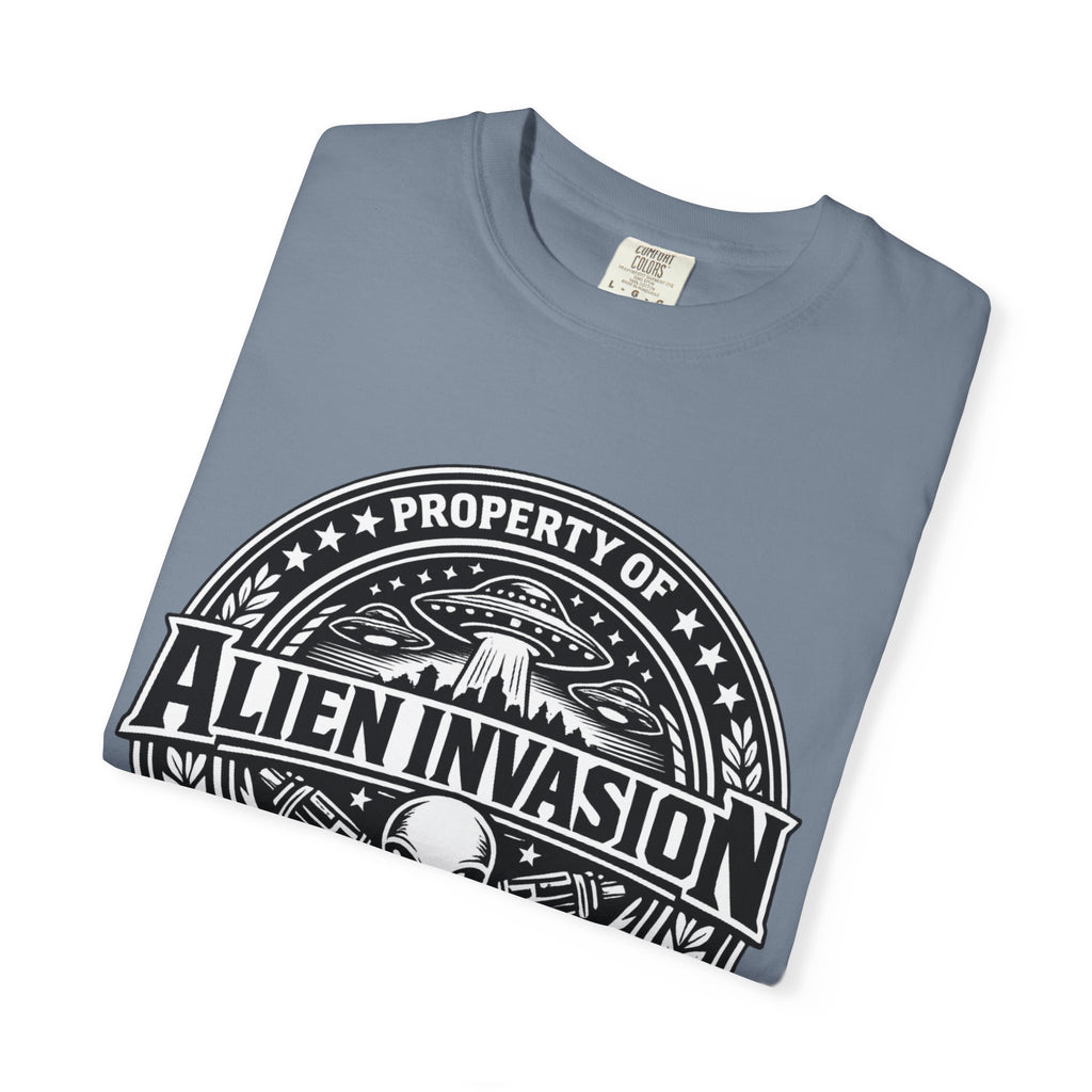 Alien Invasion Ground Crew T-Shirt | UFO Badge Graphic, Comfort Colors tee
