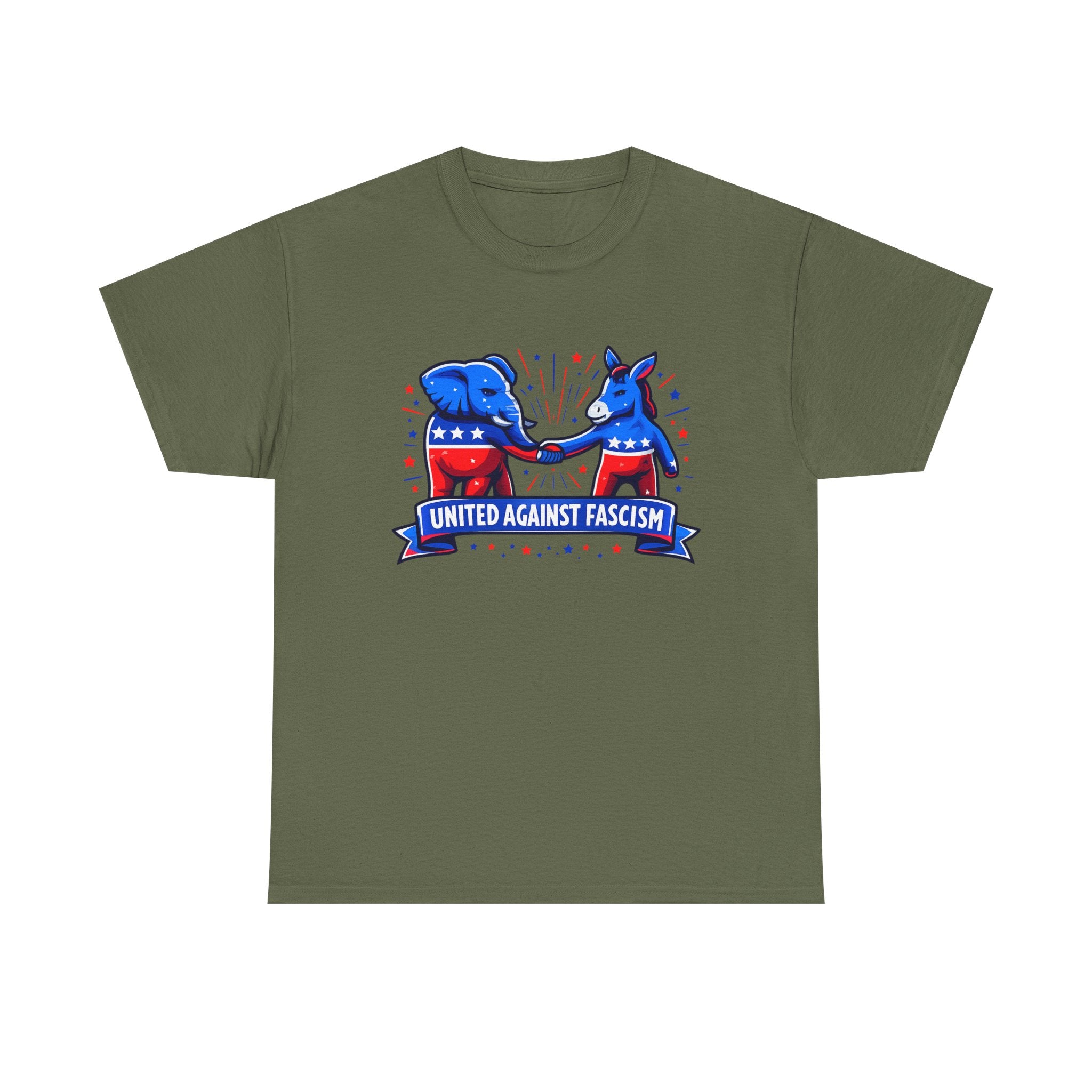 United Against Fascism Democratic Donkey and Republican Elephant T-Shirt