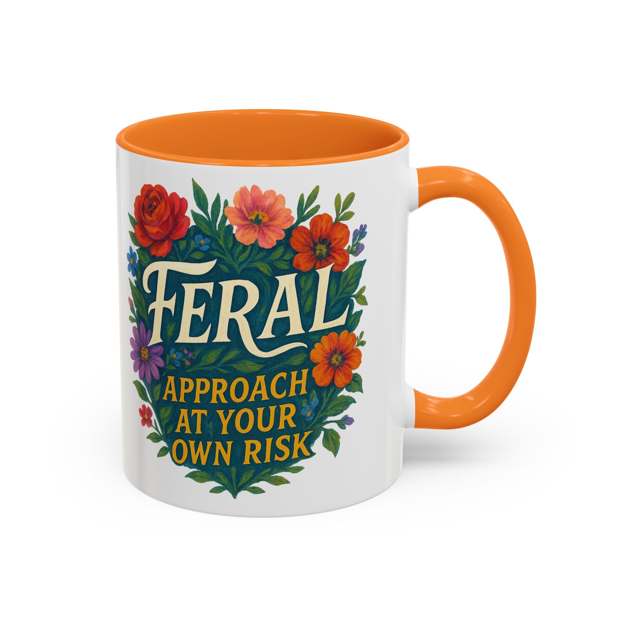 Feral Approach at Your Own Risk Mug | Floral Illustration, Ceramic Coffee Cup