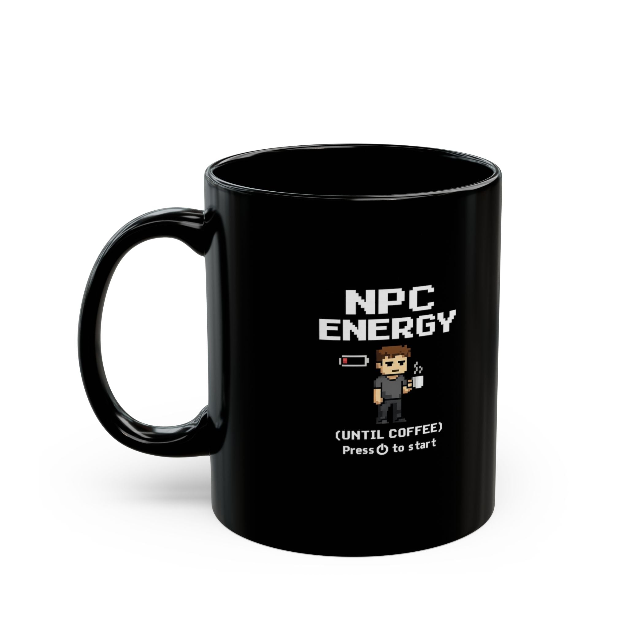NPC Energy Coffee Mug — "Until Coffee" Retro Gamer Pixel Art Ceramic Mug (11oz )