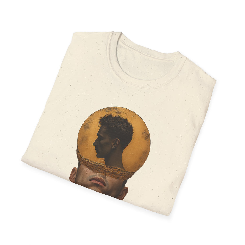 Surreal Double Portrait T-Shirt | Abstract Head Silhouette, Moon Circle