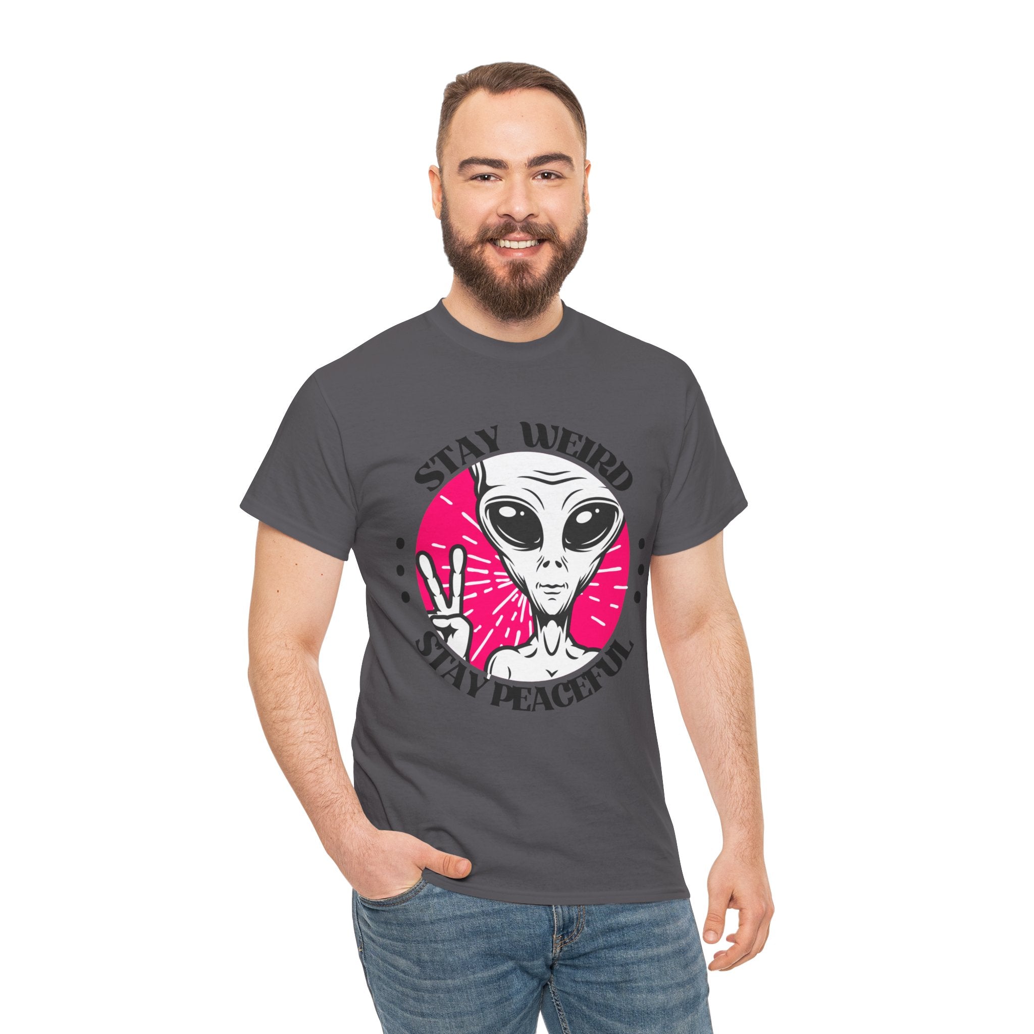 Stay Weird Stay Peaceful -Galaxy Vibes Unisex Tee -  Alien Tee, Sci-Fi Fashion